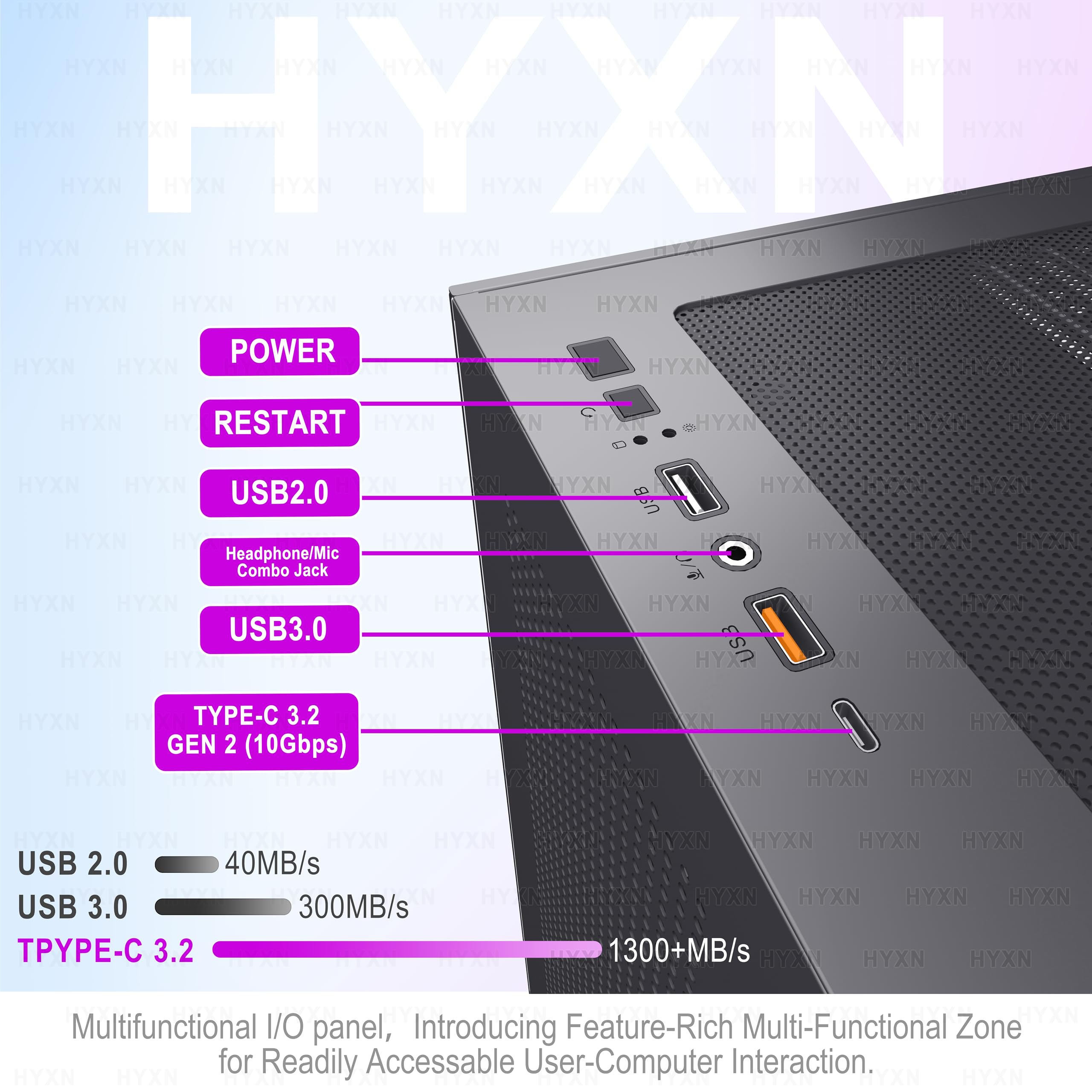 H3(2026) Case PC ATX – Preinstallato con 6 ventole ARGB PWM a specchio infinito,Compatta ATX Dual Camera Mid Tower Gaming PC Case, con Type-C 3.2 (Nero)