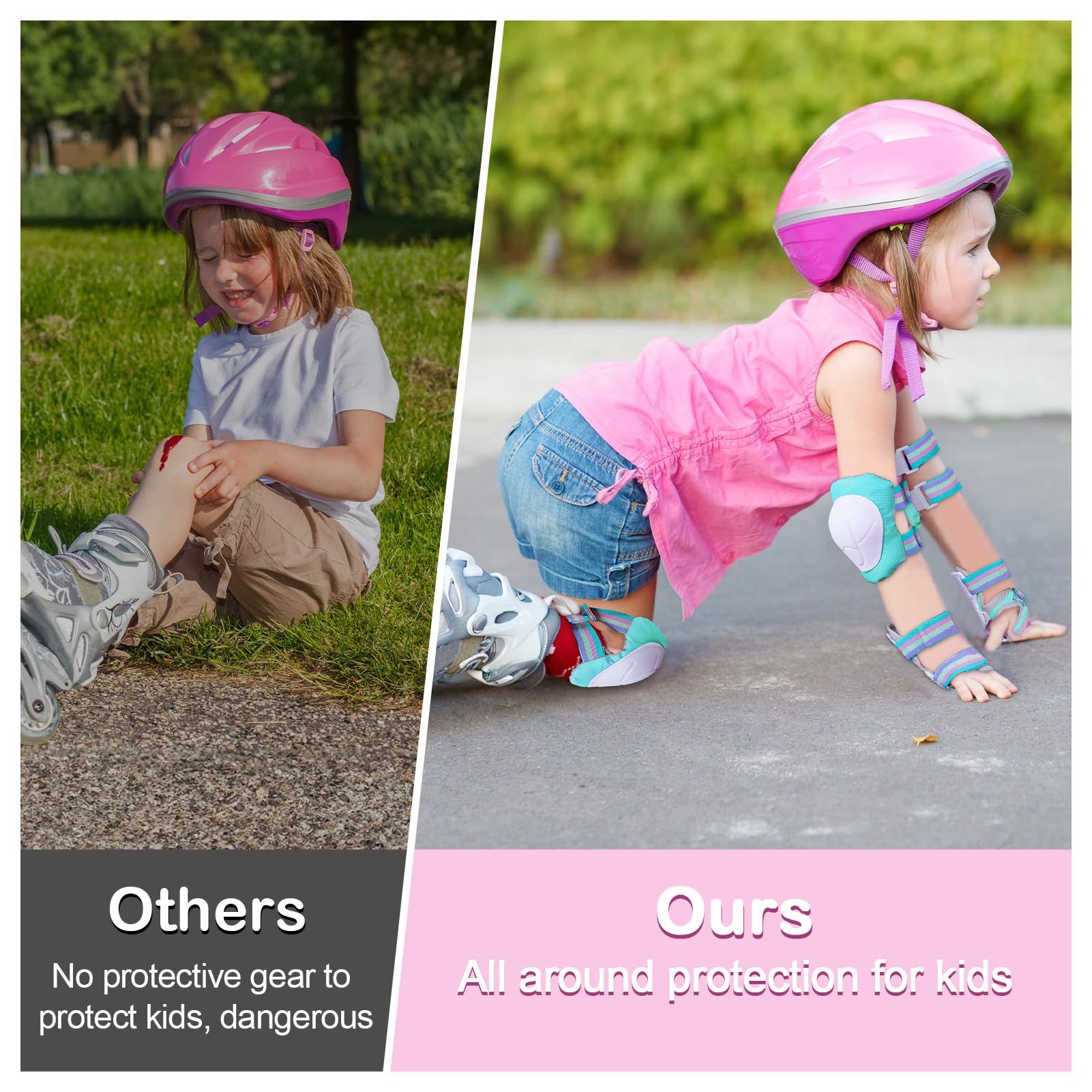 FIODAY Juego de rodilleras y coderas para niños de 3 a 8 años | Rodilleras ajustables para niños, juego de equipo de protección para patinaje en línea, ciclismo, monopatín, scooter