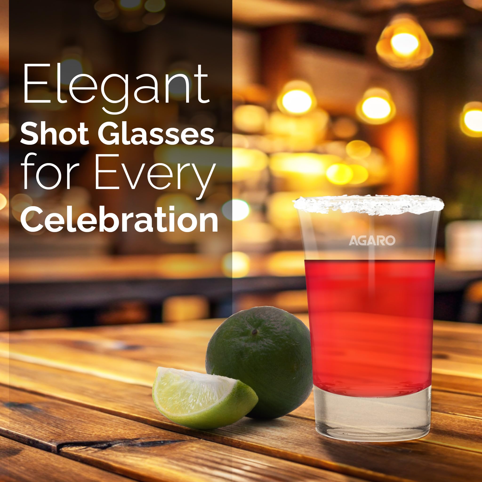 AGARO Elegant Shot Glass 45ml, Set of 6, Whisky Shot, Vodka Shot, Tequila Shot, Liquor Shot, Wine Tasting, Cocktail, Home, Bar