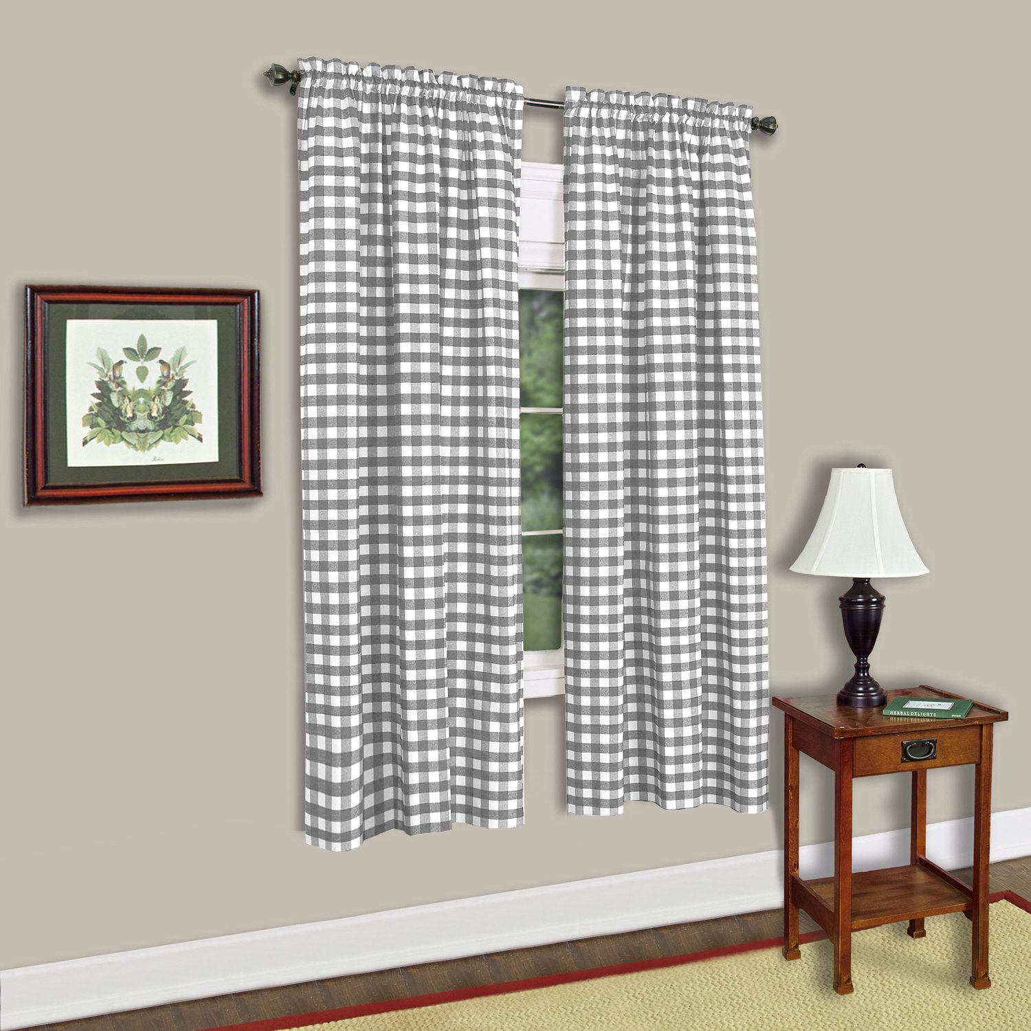 Sweet Home Collection Cotton Decorative Buffalo Check Design 63" Gray