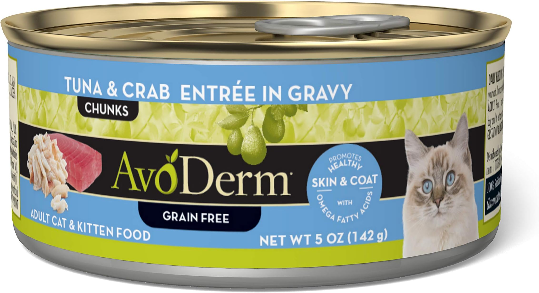 AvoDerm Natural Tuna & Crab Entrée in Gravy - Grain Free Wet Canned Cat Food 5 oz