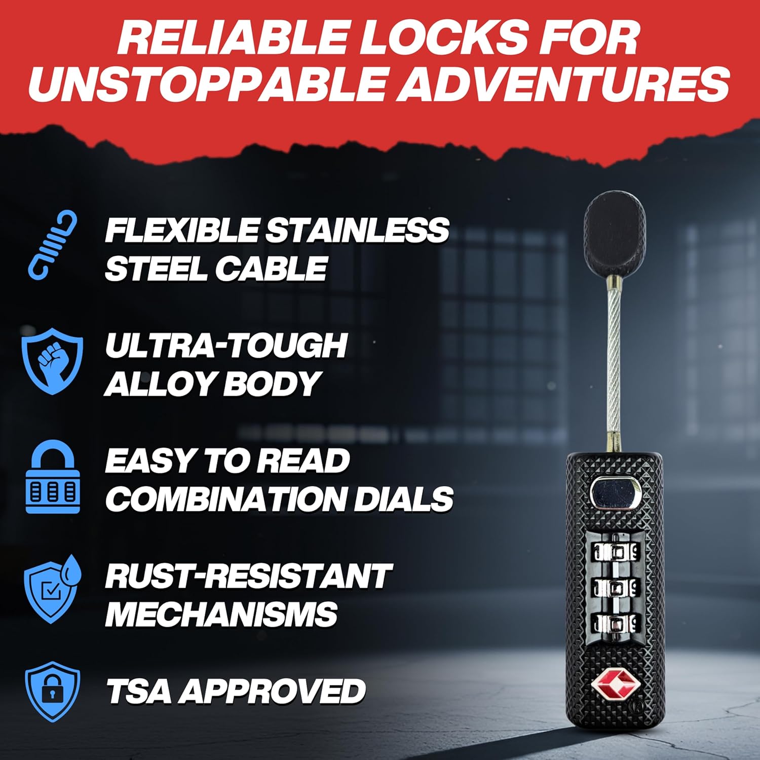 TSA Approved Travel Locks for Luggage, Gym Locker & Guncase - Heavy Duty for Outdoor Tent, Zippered Backpacks Secure Travel Suitcase Locks & More - Image 4