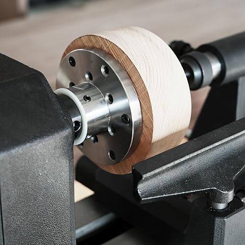 Miniatura 25 de Placa frontal de torno de madera de acero de 2 pulgadas con tornillo y dos arandelas de nailon, apto para torno de madera de husillo de 1 pulgada x