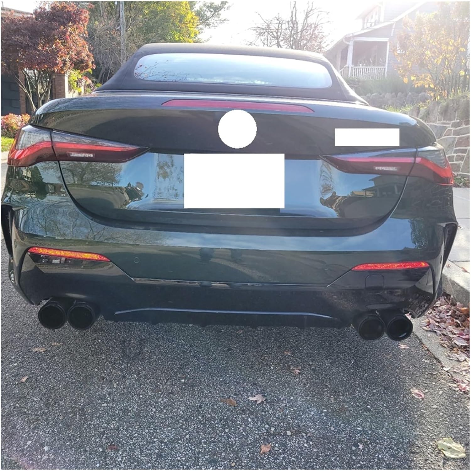 Quad Car Exhaust Tip Carbon Fiber Exhaust Tip Compatible For BMW G22 G23 G26 M440i 2019+ Muffler Tip Tailtip M Performance Exhaust(Black)