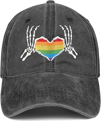 Gay Pride Baseball Hat for Men and Women, LGBT Rainbow Embroidered Trucker Hats Adjustable Washable LGBTQ Baseball Cap Gifts