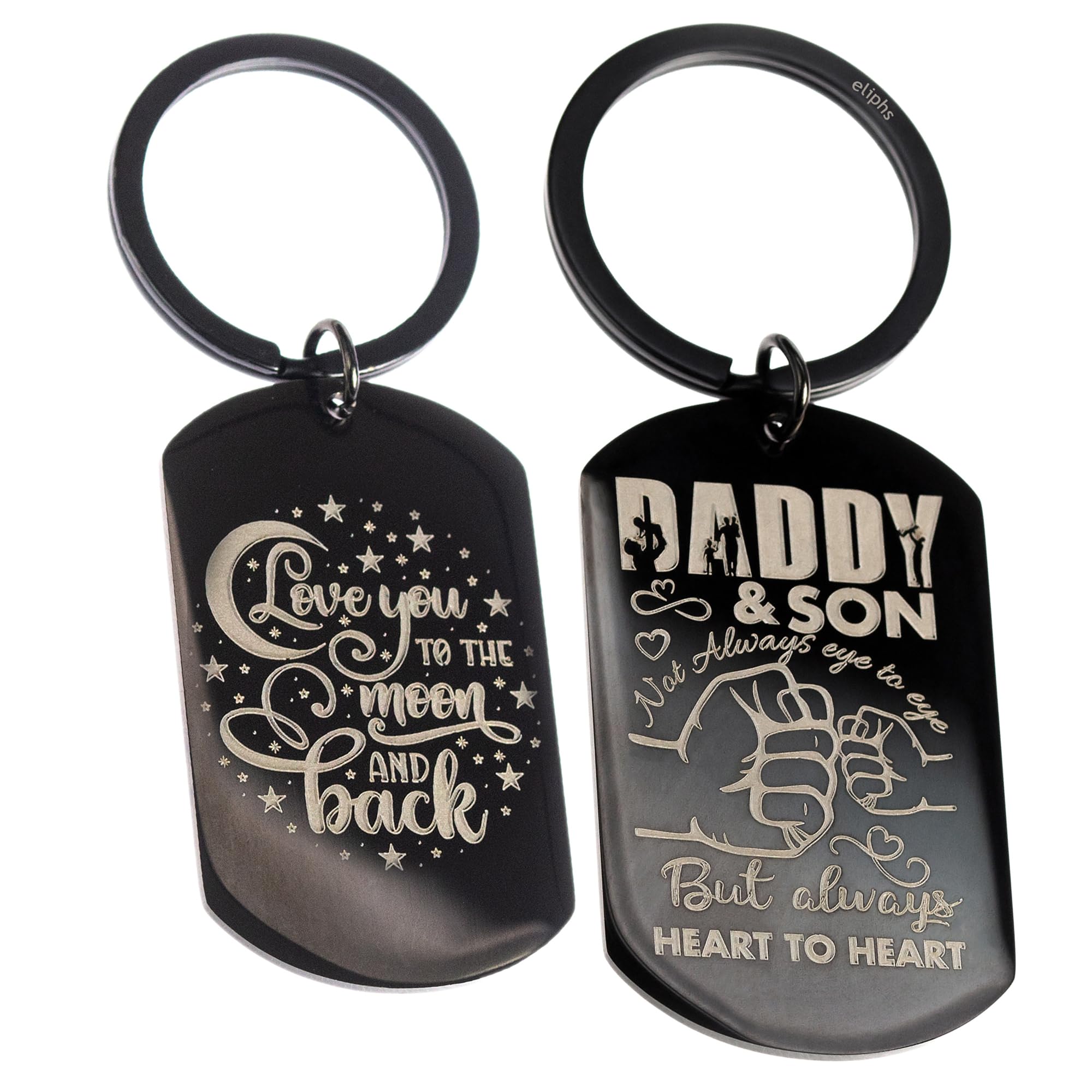 Eliphs Daddy fathers day keytag from Sons: Engraved Stainless Steel Keyring, Perfect Dad Keyrings Ideal Sentimental gift for Daddys from Son Keyring for Birthday