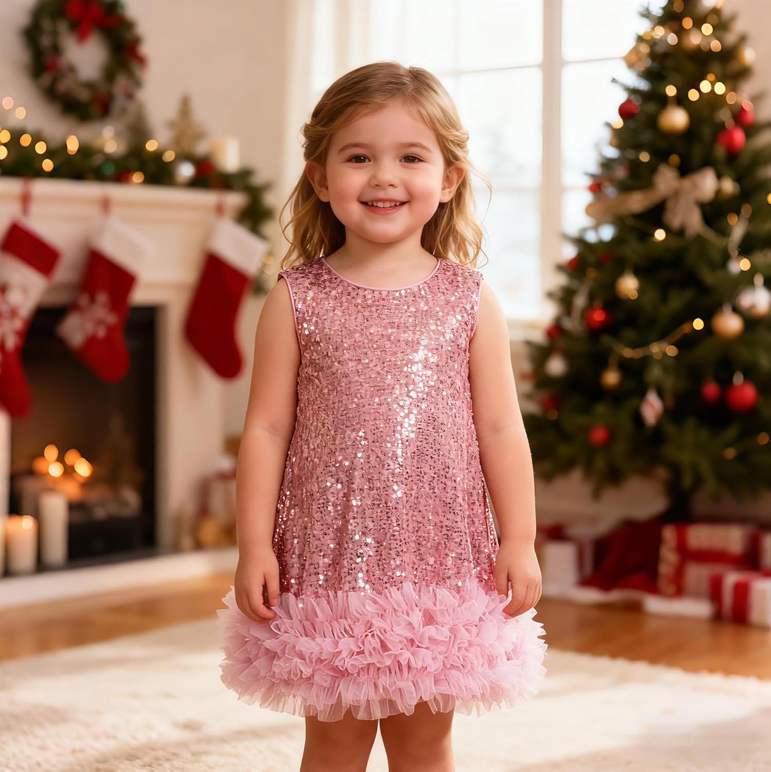 Toddler Girls Sequin Dress A-Line Sparkly Wedding Gown Party Dresses for Girls 2-6Years - Image 2
