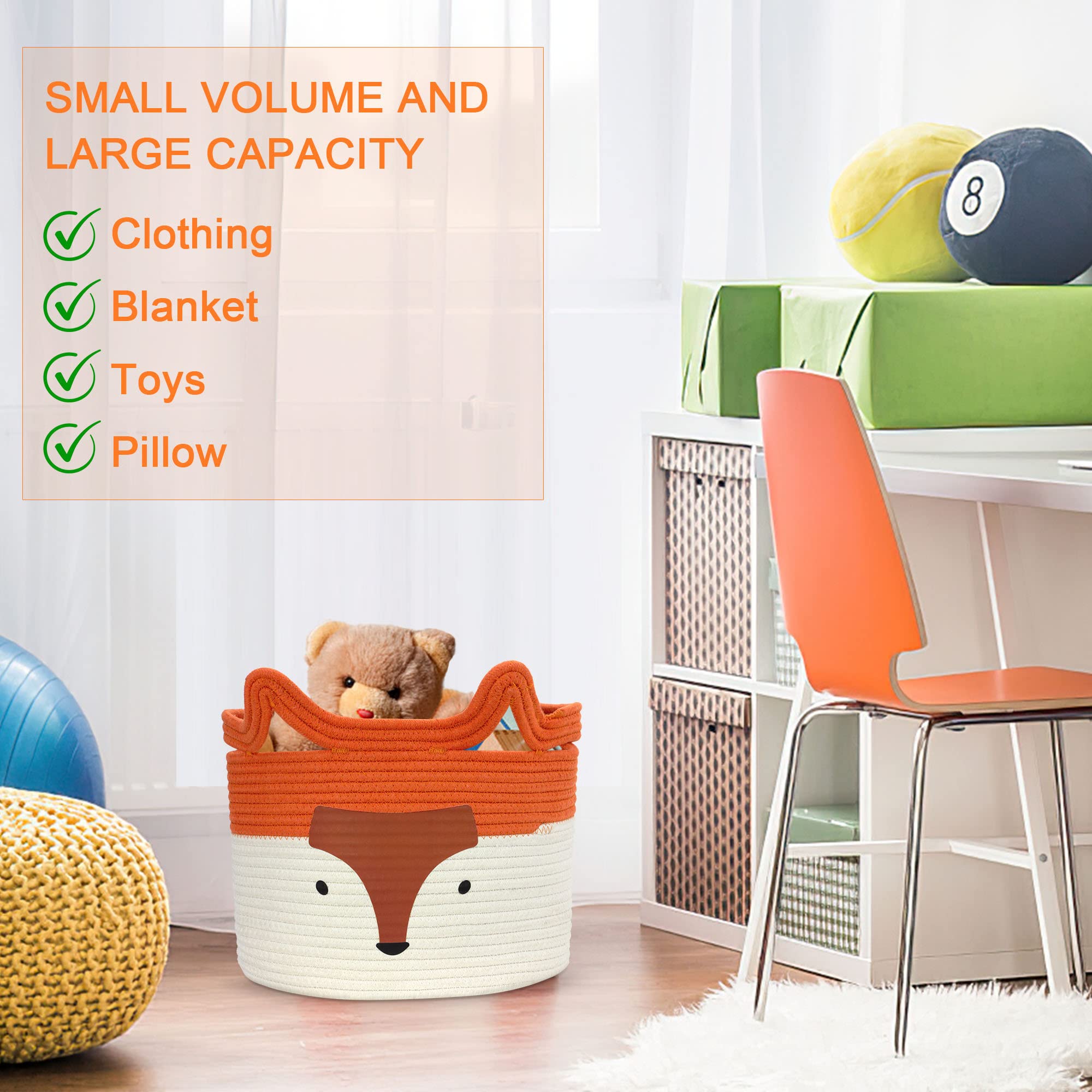 Goodheim Cesto portaoggetti per bambini in cotone per giocattoli e biancheria, cesto per biancheria e giocattoli in uno, decorazione per la cameretta dei bambini