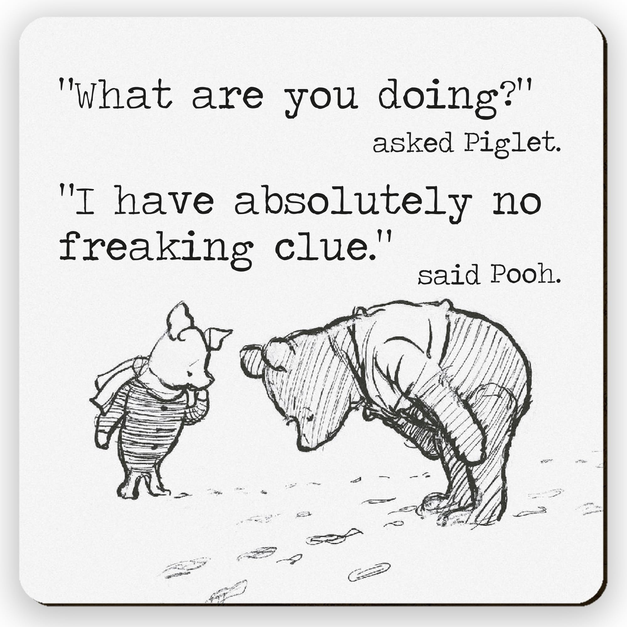 Sarcastic What are you doing Pooh Special Funny Friend Gift Coaster