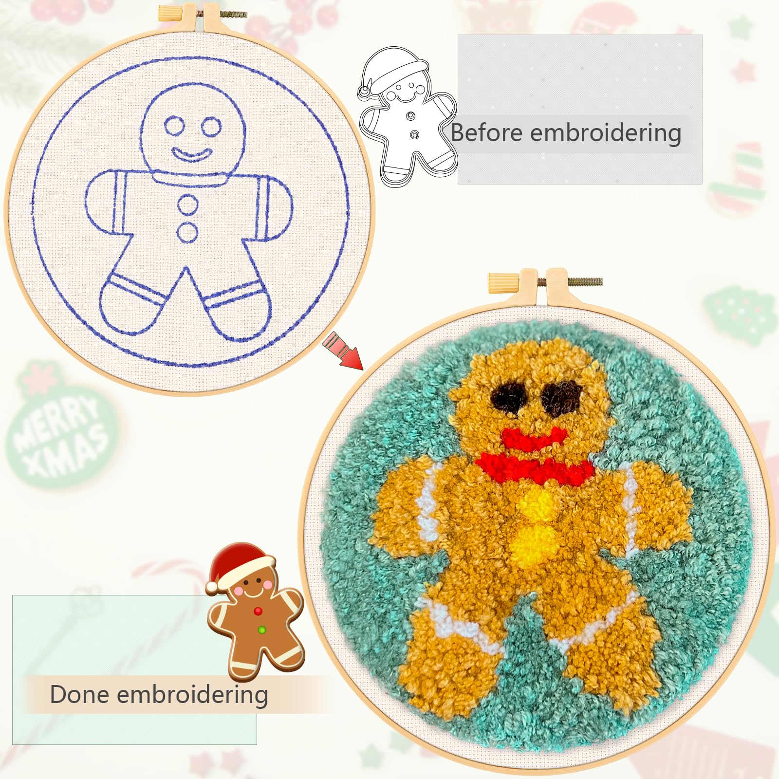JSRQT 4 Stuks Kerst Punch Naald Onderzetters Kit