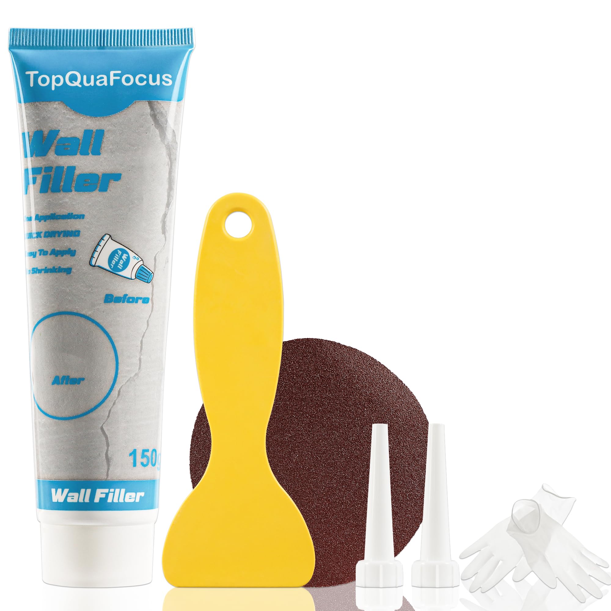 TopQuaFocus Wall Repair Kit - Premium Plaster Filler for Holes, Green, 150g