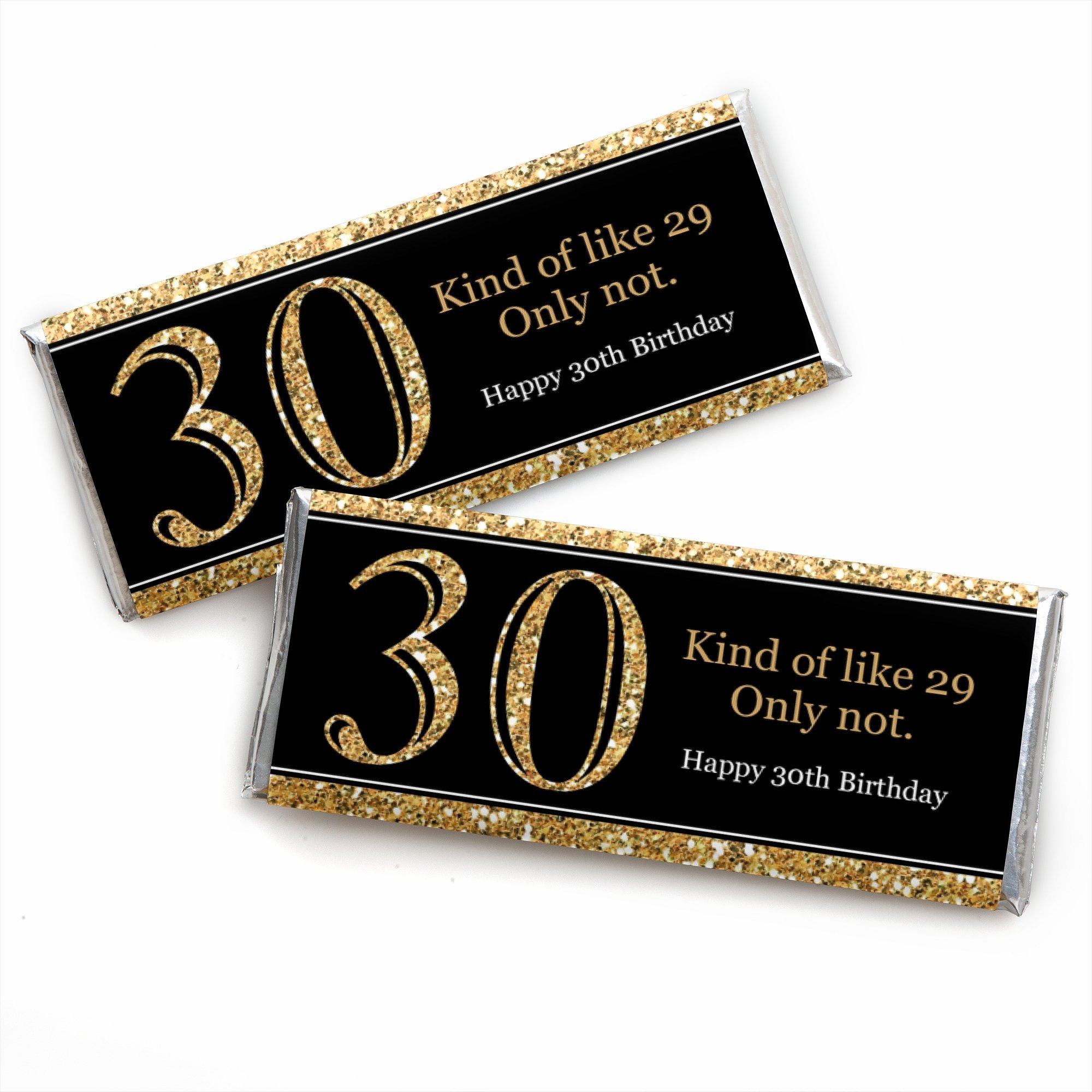 Big Dot of Happiness Adult 30th Birthday - Gold Candy Bar Wrappers Party Favors Set 24