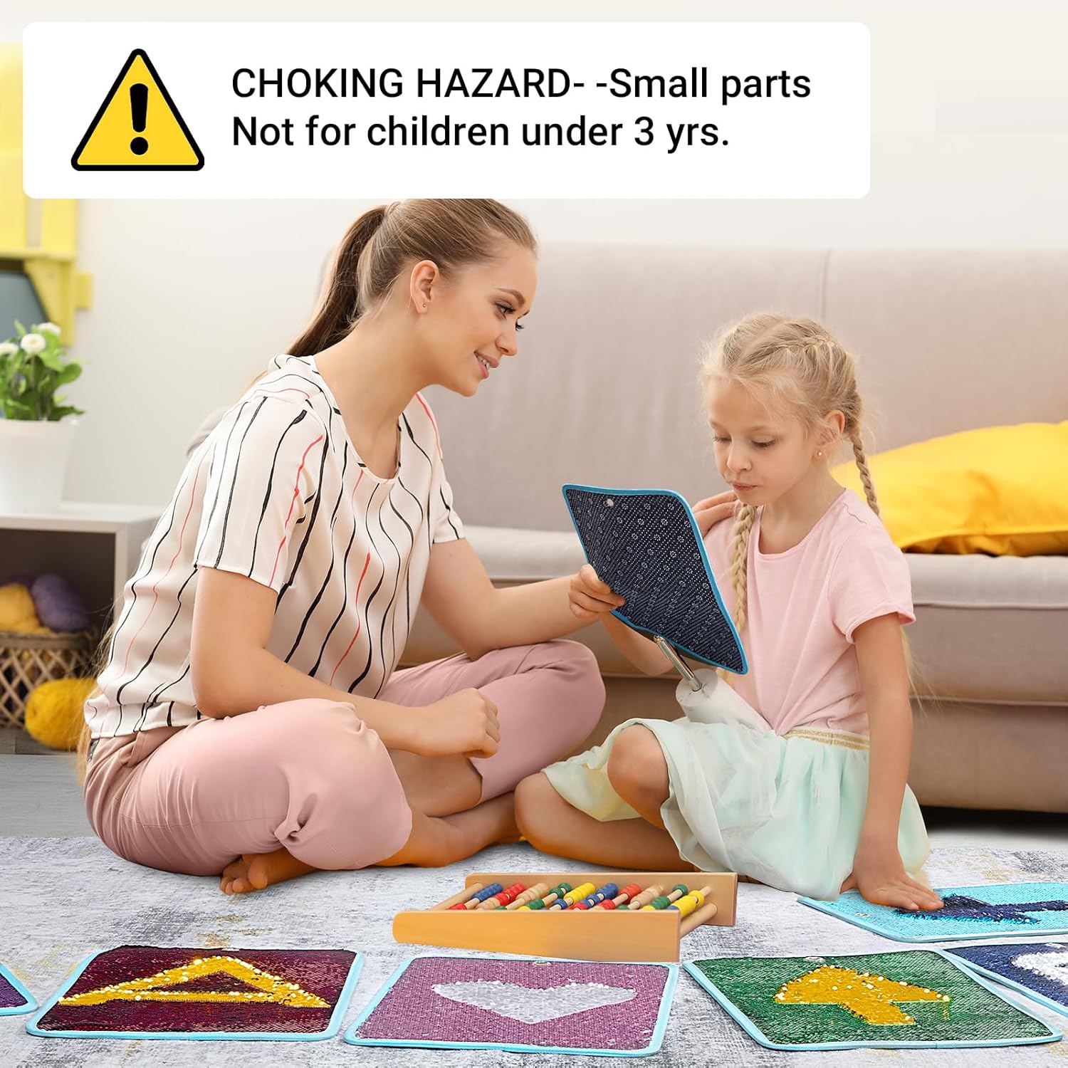 BALAPET 6 Packs Reversible Sequin Fabric Wall Panel for Kids, Sensory Wall Sequin Flip Fabric Mat Wall Hangings Decoration, Fun Toy for Early Learning and Play, 15.7” x 11.8”