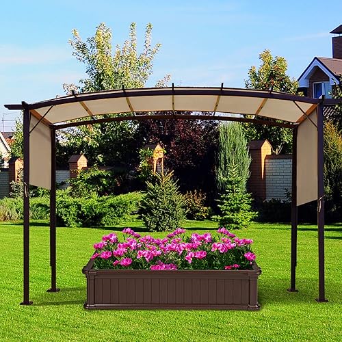 Miniatura 4 de Tangkula Toldo universal de repuesto para pérgola de 17 x 7 pies, cubierta para exteriores con 6 ojales de cobre y 4 correas, funda de repuesto de
