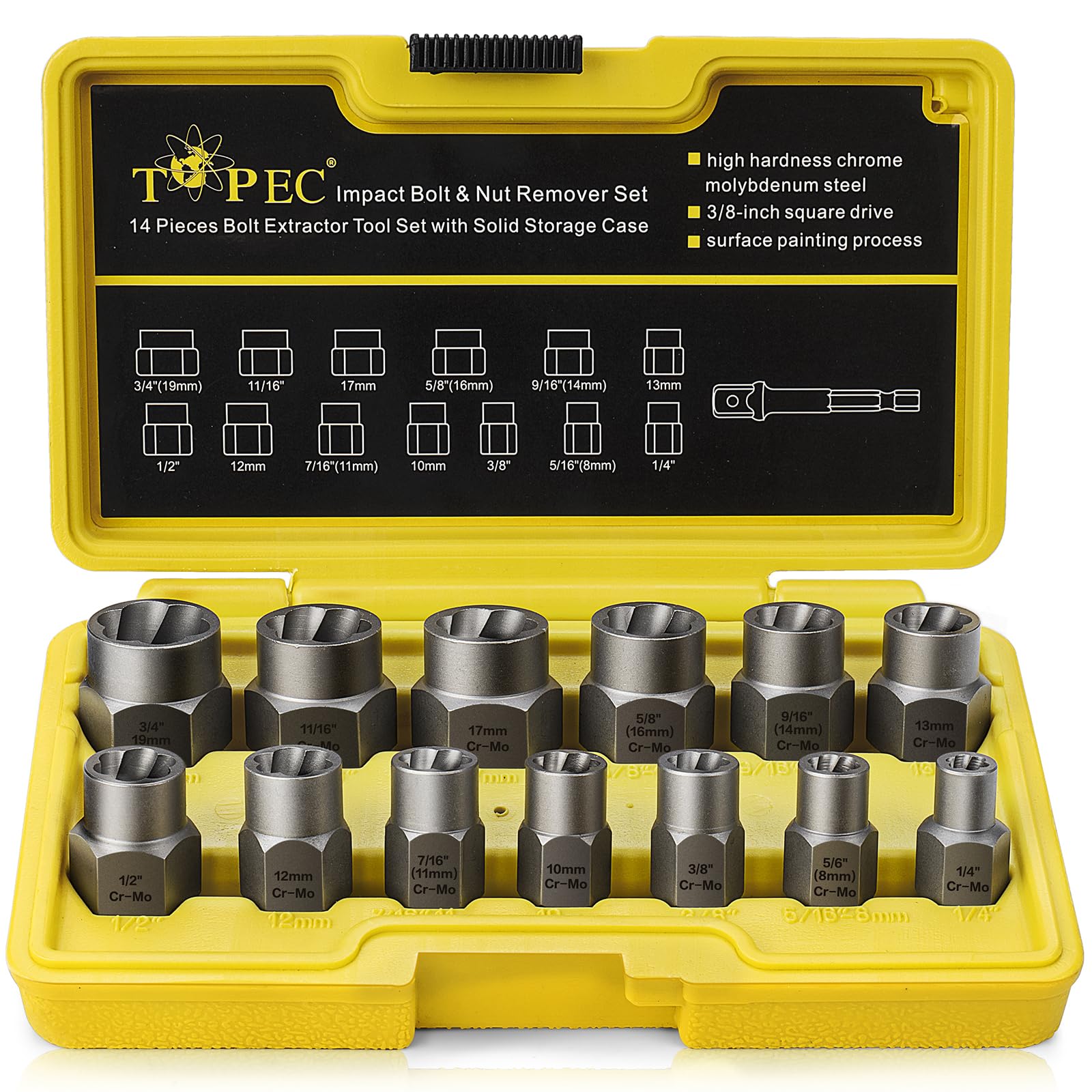 Coffret de 13 extracteur d'écrous, douille pour extracteur de Boulon endommagés, ensemble d'outils pour retirer les boulons