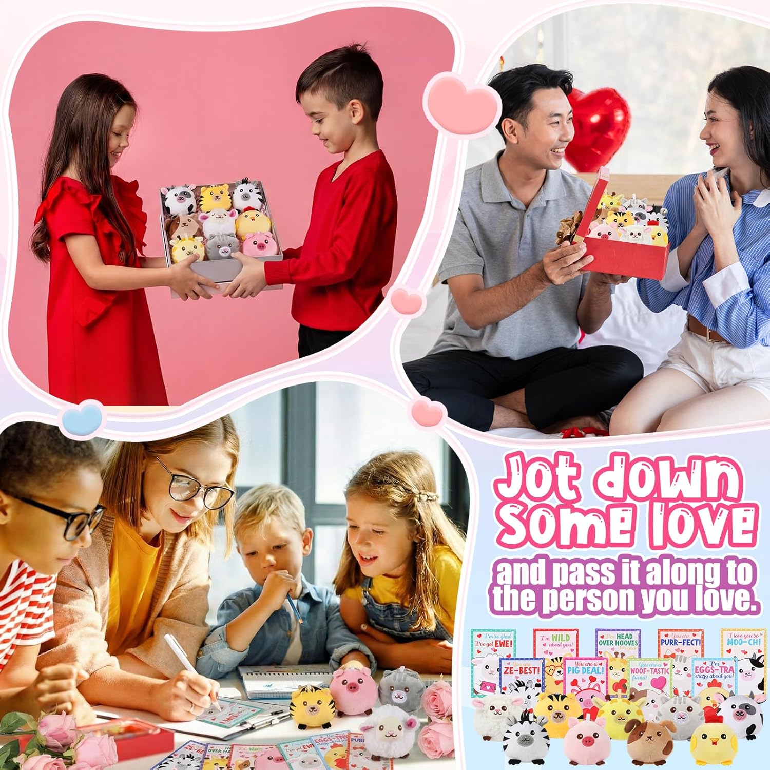 Seenelling 18 Pack 3.15 Inch Kids Mini Stuffed Plush Animals Toy with Confession Cards Cute Stuffed Plush Doll for Classroom Exchange & Gifts Birthday Party Favors(Funny)