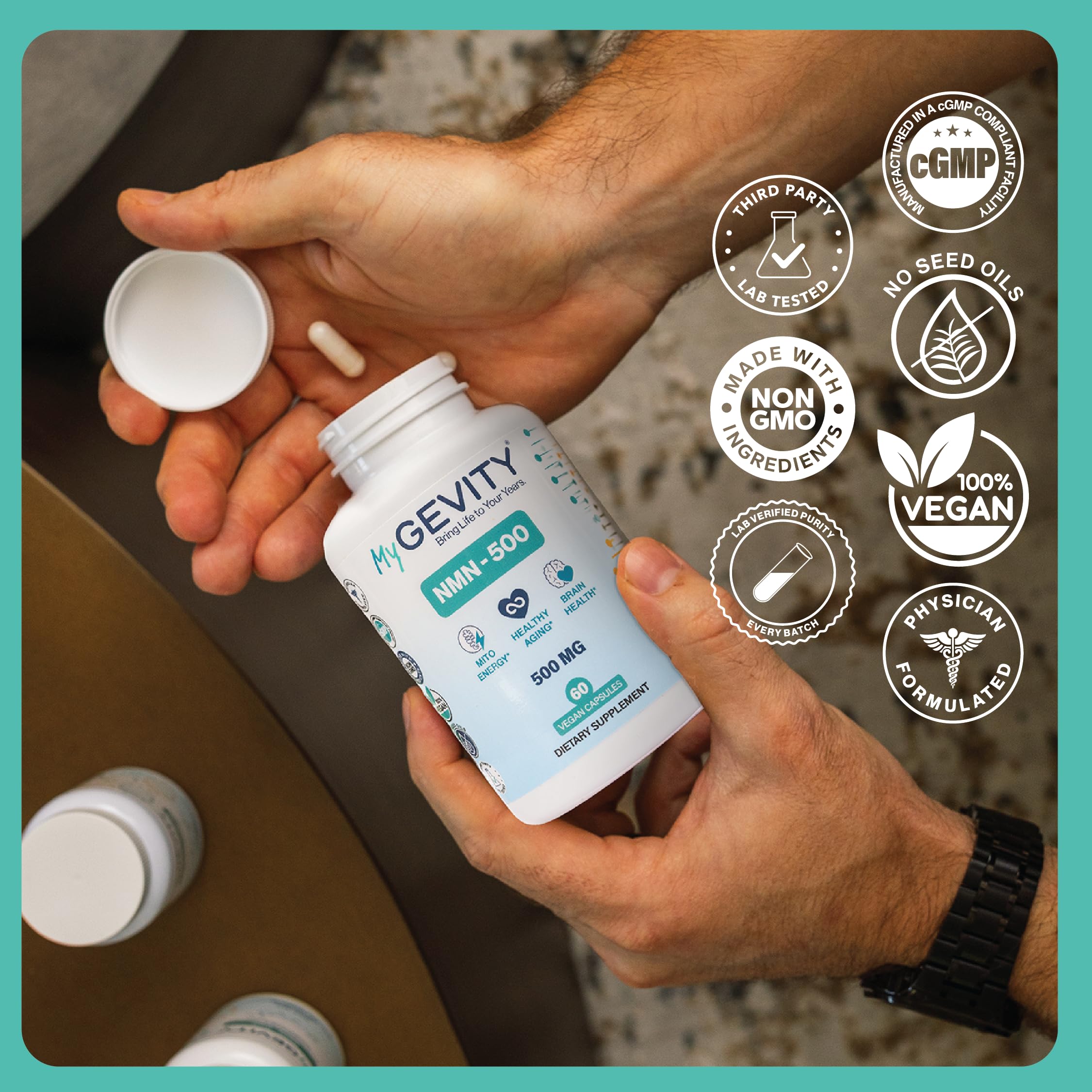 NMN 500mg Zero Synthetic Fillers Nicotinamide Mononucleotide 60 Ct — Amazon image 4