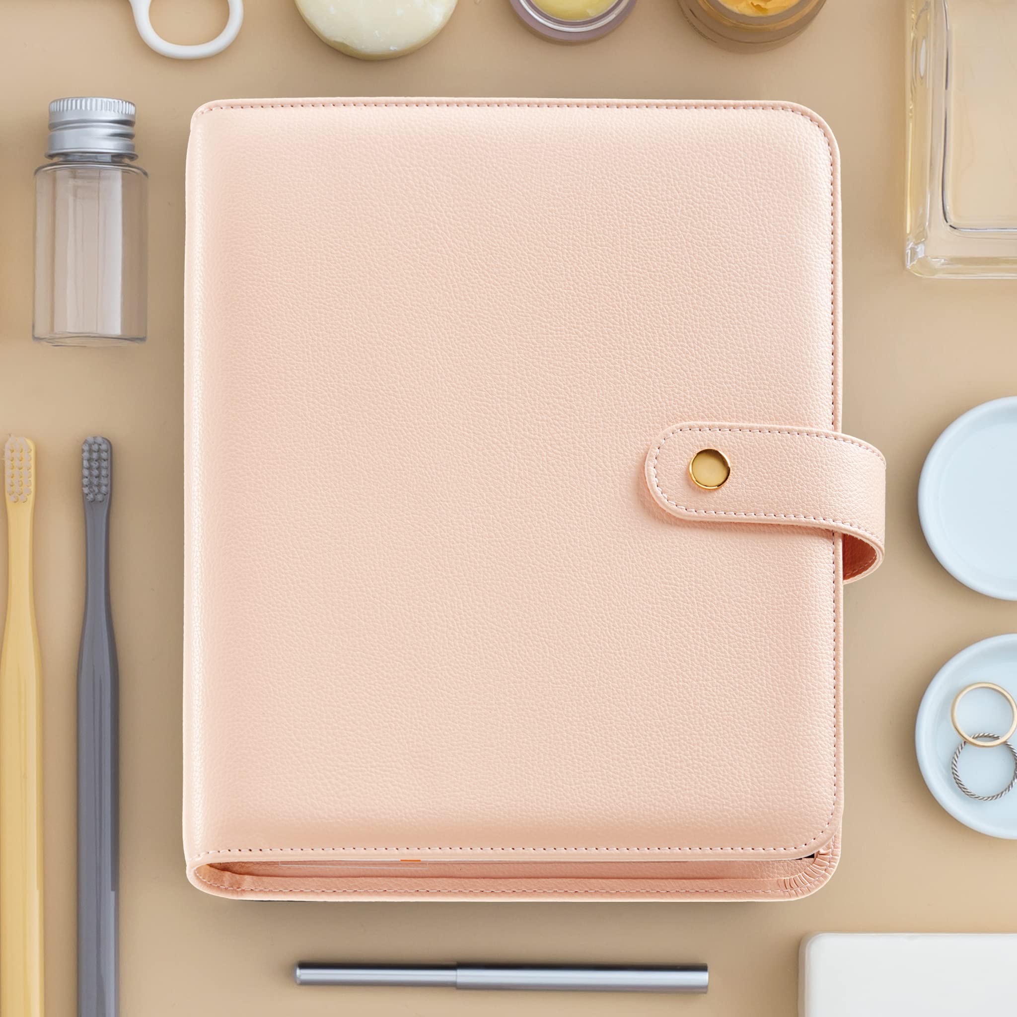 Miquelrius - Agenda anillas 16 meses (Septiembre 2023 a Diciembre 2024), Día Página, Tamaño Plus 155 x 213 mm (similar A5), Acabado Símil Piel, Rosa, Catalán
