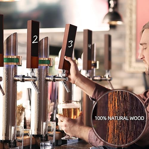 Miniatura 3 de Mangos de grifo de cerveza de pizarra, manijas de madera de nogal con pizarra y marcador blanco, asas de barril para cerveza casera, bares,