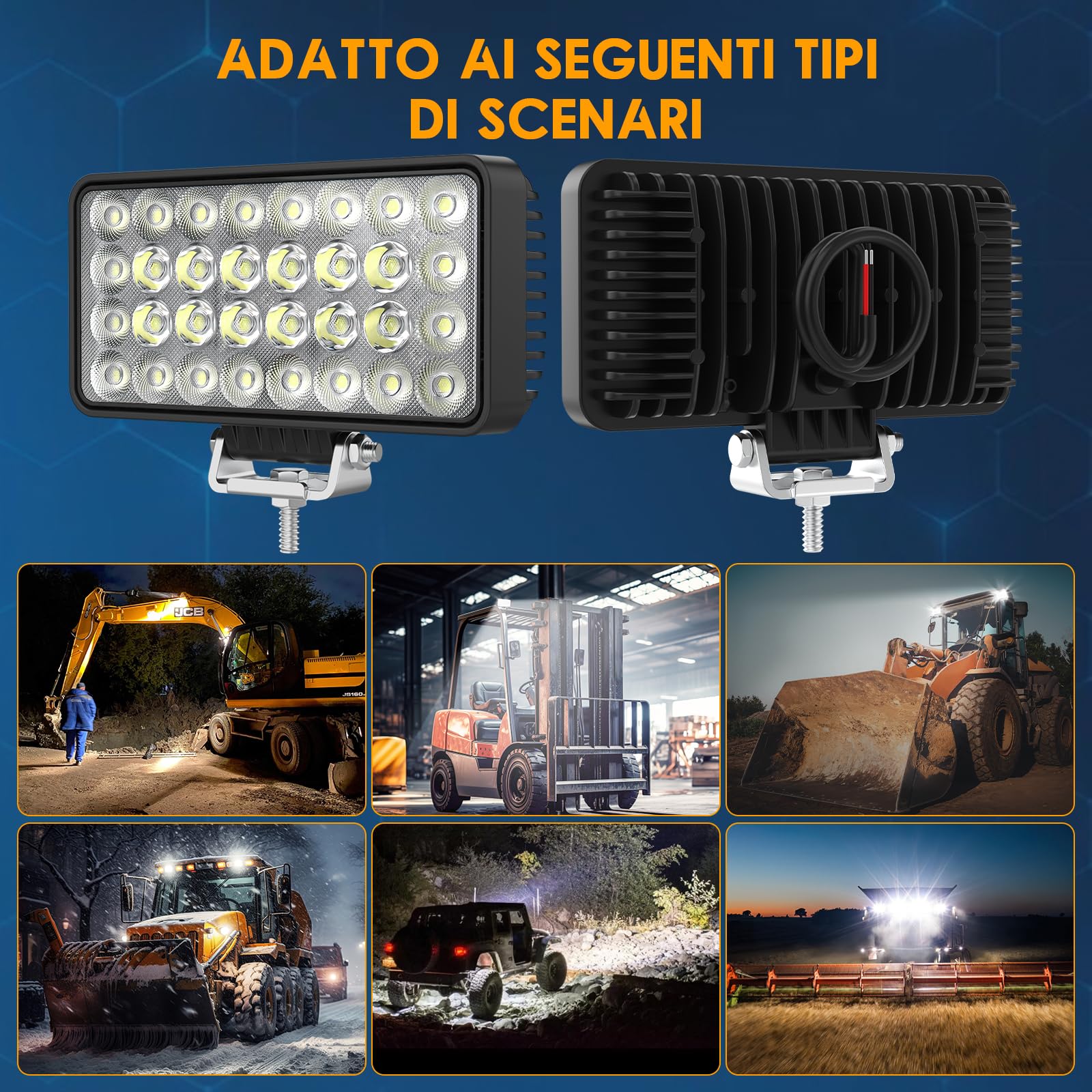 AnTom Faro da Lavoro 7 pollici LED con funzione 96W, Fari LED Auto 12-60V, Faro da Lavoro 6500K, Riflettore IP68 Impermeabile, Interruttore Fuoristrada per Moto, Auto, ATV, SUV, Trattore, Camion