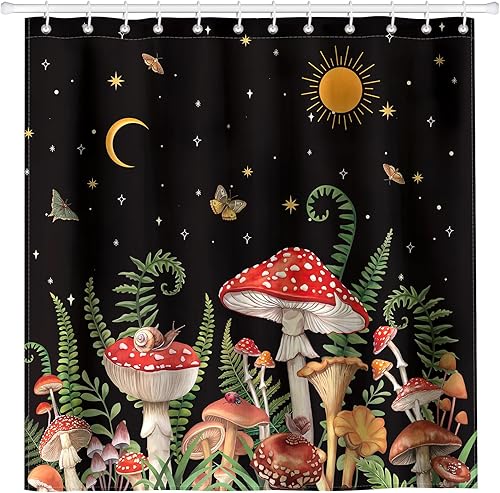 Miniatura 12 de Juego de cortinas de ducha de ramas de pájaro retro, cortinas de ducha de tela de poliéster impermeable con 12 ganchos para decoración del hogar, 72