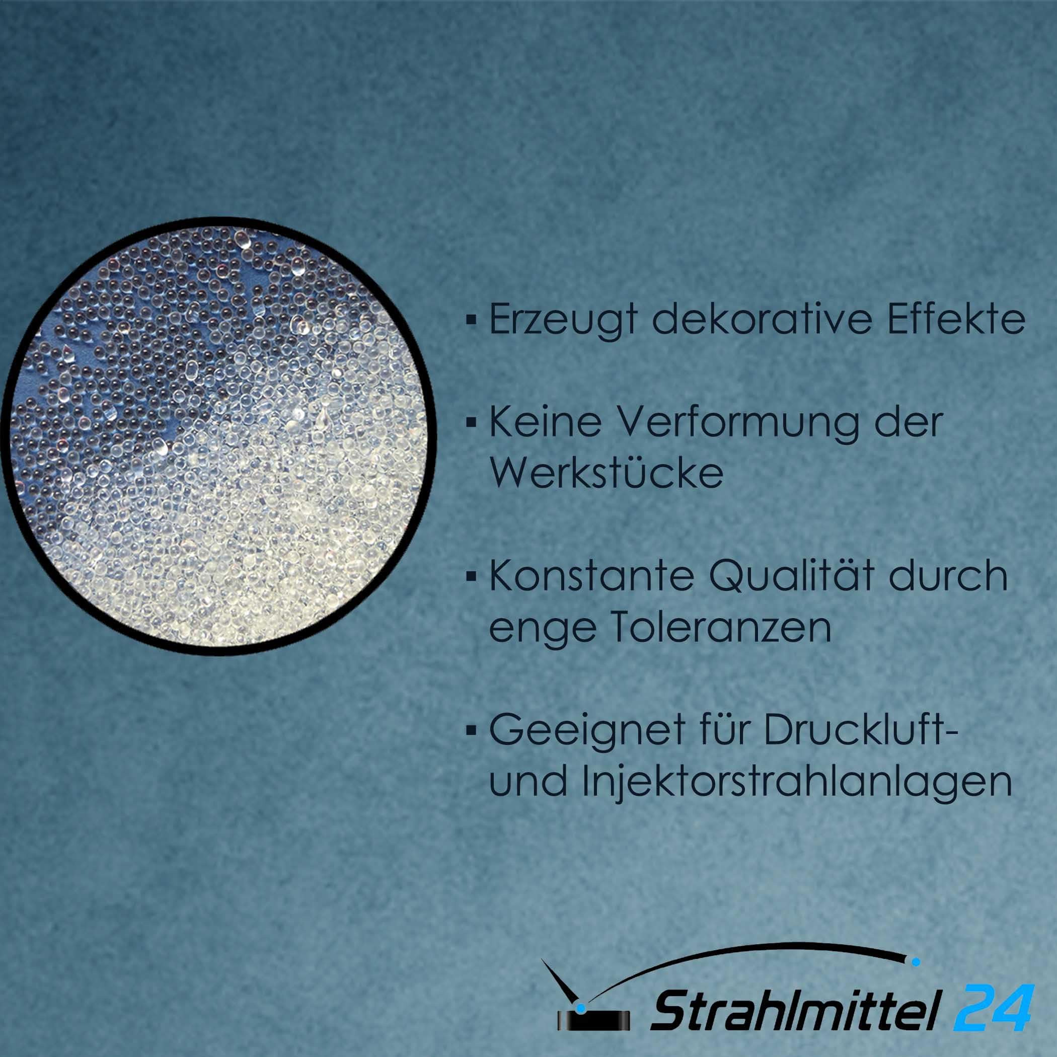25 KG GLASPERLEN STRAHLMASTER STRAHLMITTEL 70-110 µm STRAHLGUT GLASPERLEN SANDSTRAHLEN MICROGLASPERLEN