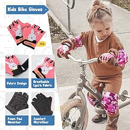Soft-Style Kids Knee and Elbow Pads with Bike Gloves, Flexible Impact-Resistant Gear for Ages 2-11, Designed for Balance Bikes, Roller-Skating, and Skateboarding (Pink Camo, Medium)