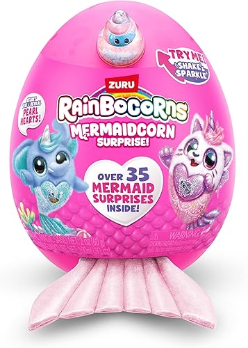 Miniatura 2 de Rainbocorns Mermaidcorn (Puppy) de ZURU, peluche coleccionable, sorpresas de sirena, peluche de peluche, huevo sorpresa, calcomanías, arena mágica y