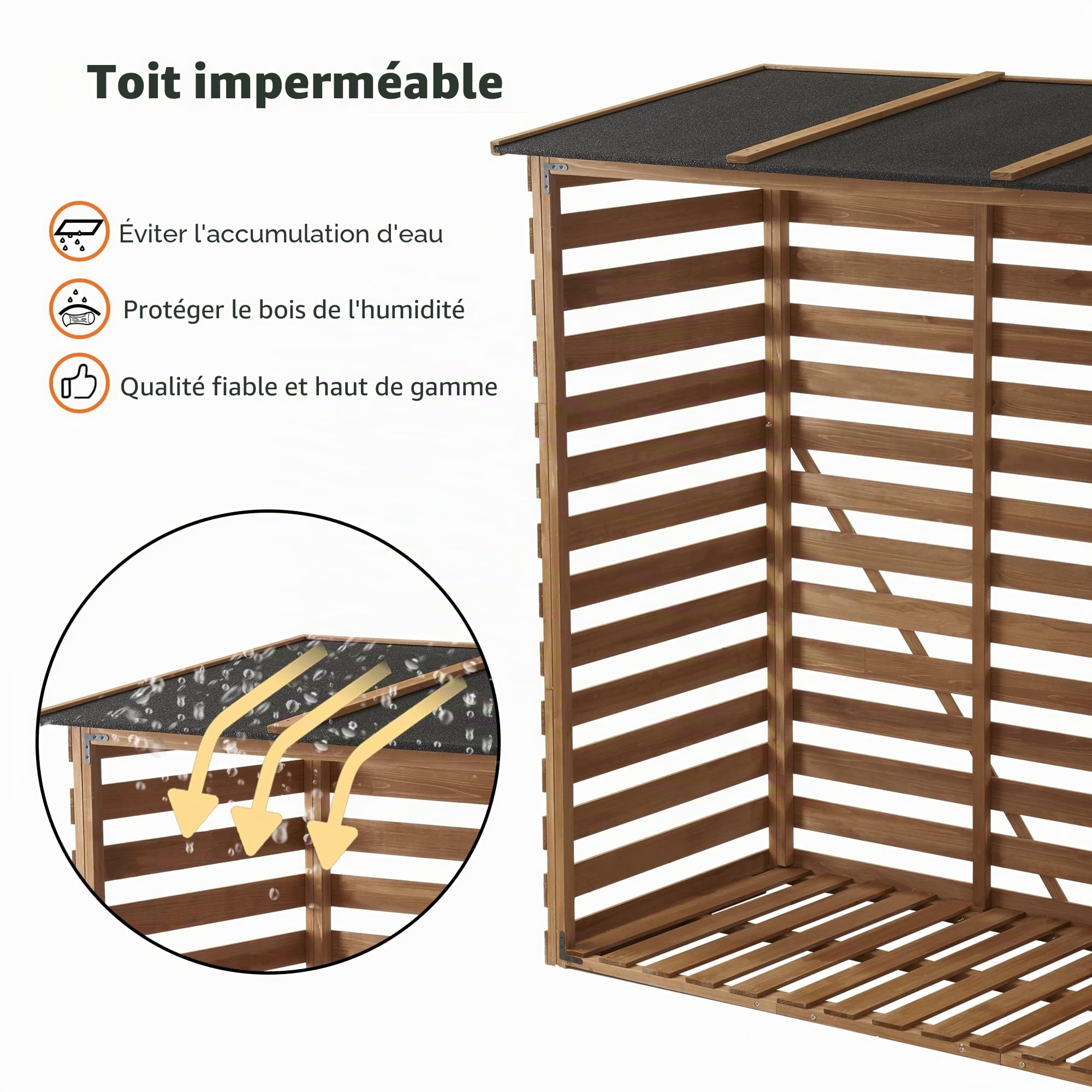 M MCombo Étagère à bois extérieure 90 × 185 × 186 CM avec couverture imperméable