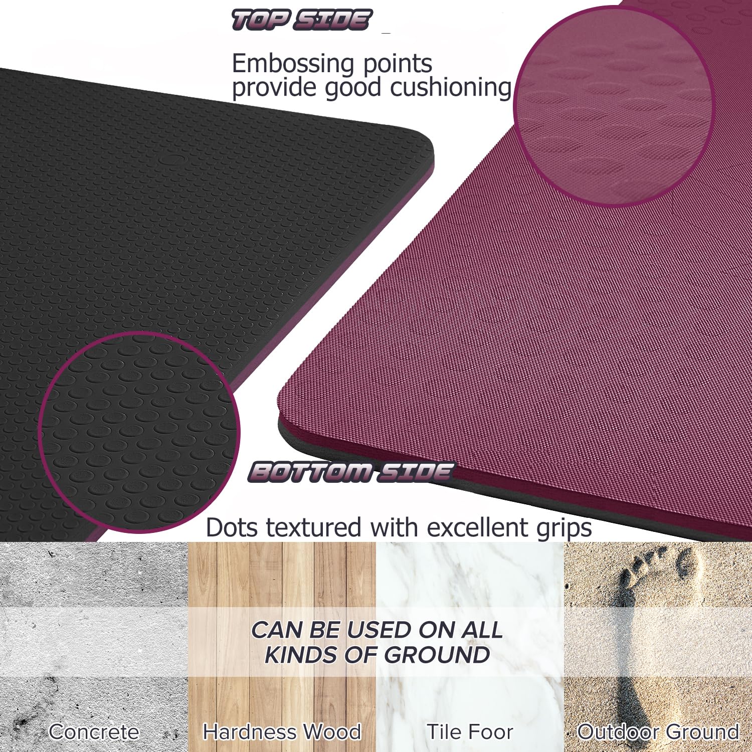 JELS - Esterilla de yoga extra ancha de TPE de 10 mm, cómoda y gruesa con correa de transporte, ideal para yoga, pilates, aeróbicos y entrenamientos de transmisión en vivo (72 x 32 x 2/5 pulgadas)