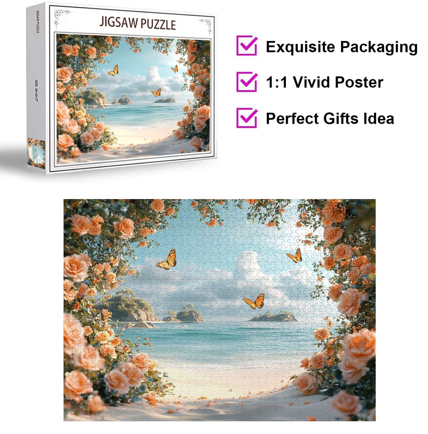 Puzzle 4000 Pezzi spiaggia Puzzle Classici per Gioco Familiare, n-238 | Impossibile Puzzles, Intrattenimento Creativo, Rilassamento e Intelligence, Regalo per Amore e Amico, Decorazioni Casa, Rosa