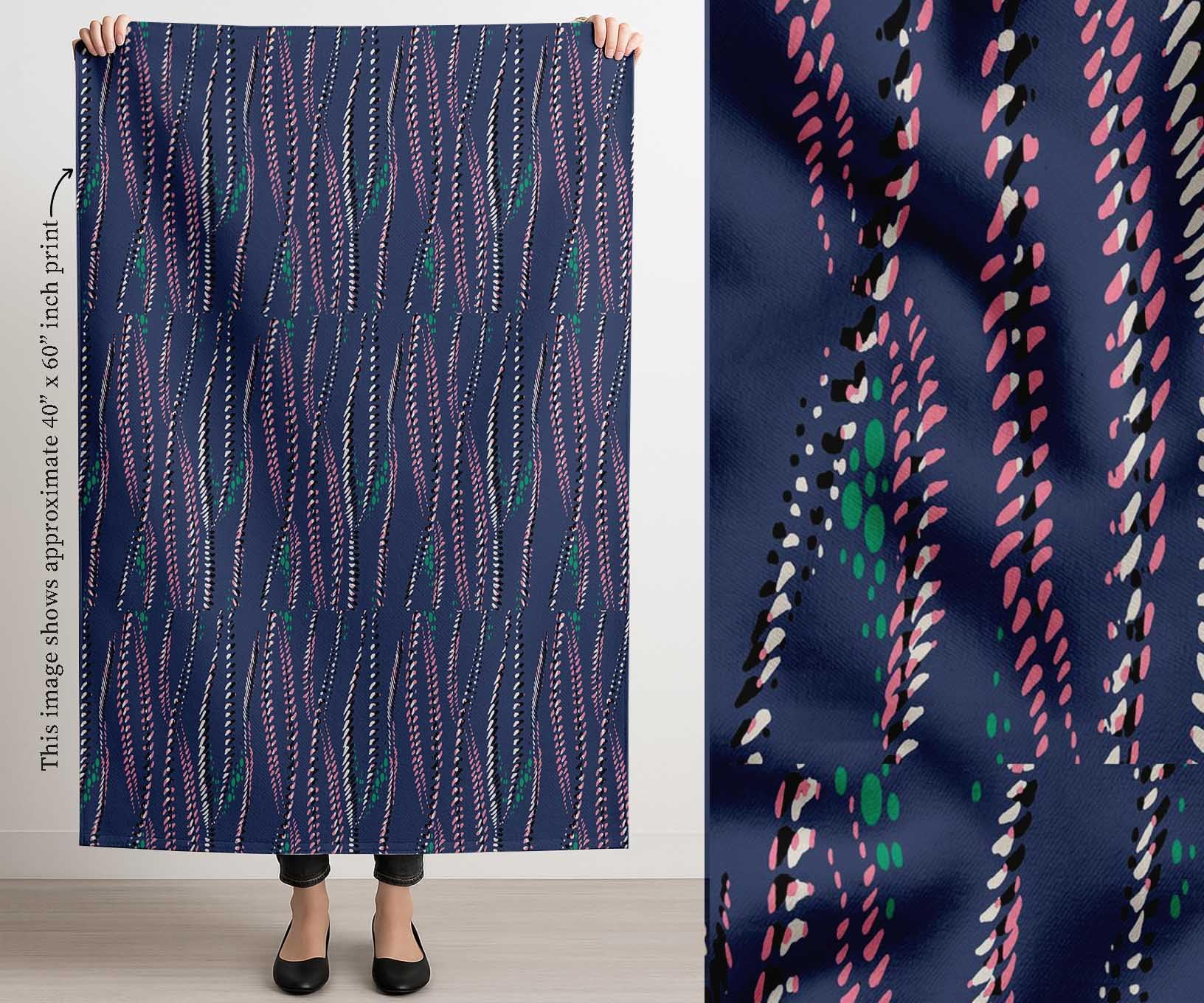 Soimoi Tela de lona de algodón estampada de | Estampado texturizado - Azul | 142 cm de ancho | Por 10 metros | Tela resistente para manualidades y tapicería