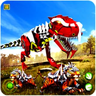 Robot Dinosaur vs Tiger Attack TRex Dinosaur Games