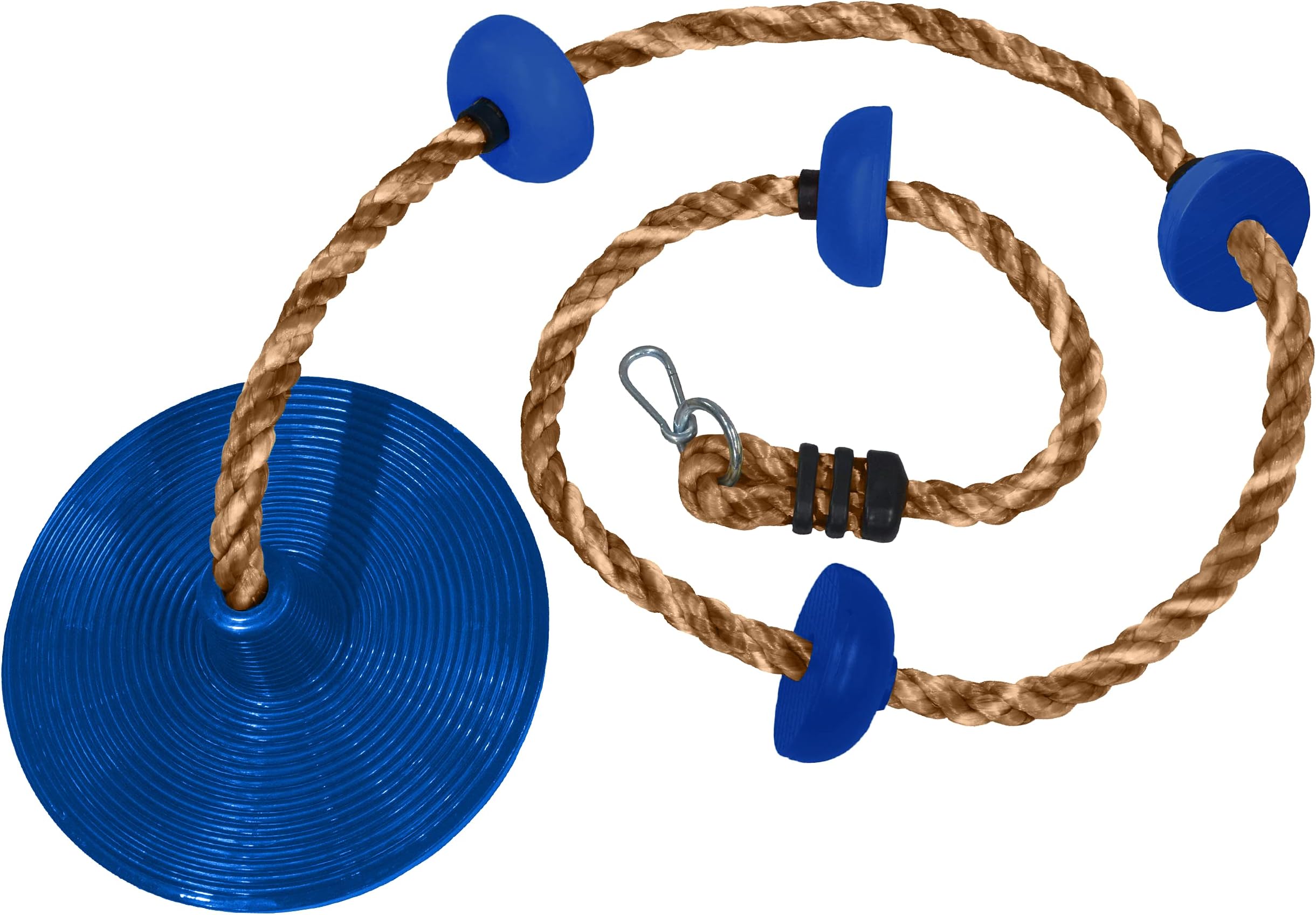 Jungle Gym Kingdom Tree Swing Climbing Rope with Platforms and Disc Swings Seat - Blue