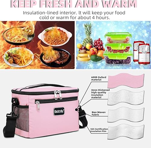 Miniatura 5 de BEIMILY - Lonchera para mujereshombres, lonchera reutilizable, pequeña bolsa enfriadora de lado suave, bolsa de almuerzo aislada para oficina,