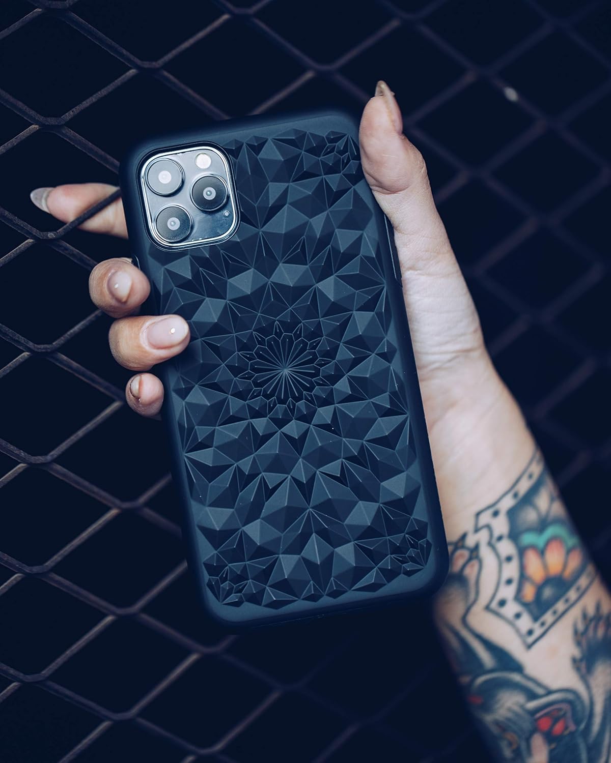 Best Deal Cheap 🛒 FELONY CASE iPhone 11 Pro Case Matte Black Kaleidoscope Case - 3D Geometric 360° Shock Absorbing Protective iPhone 11 Pro Case Protects Screen & Body. Stylish iPhone Covers