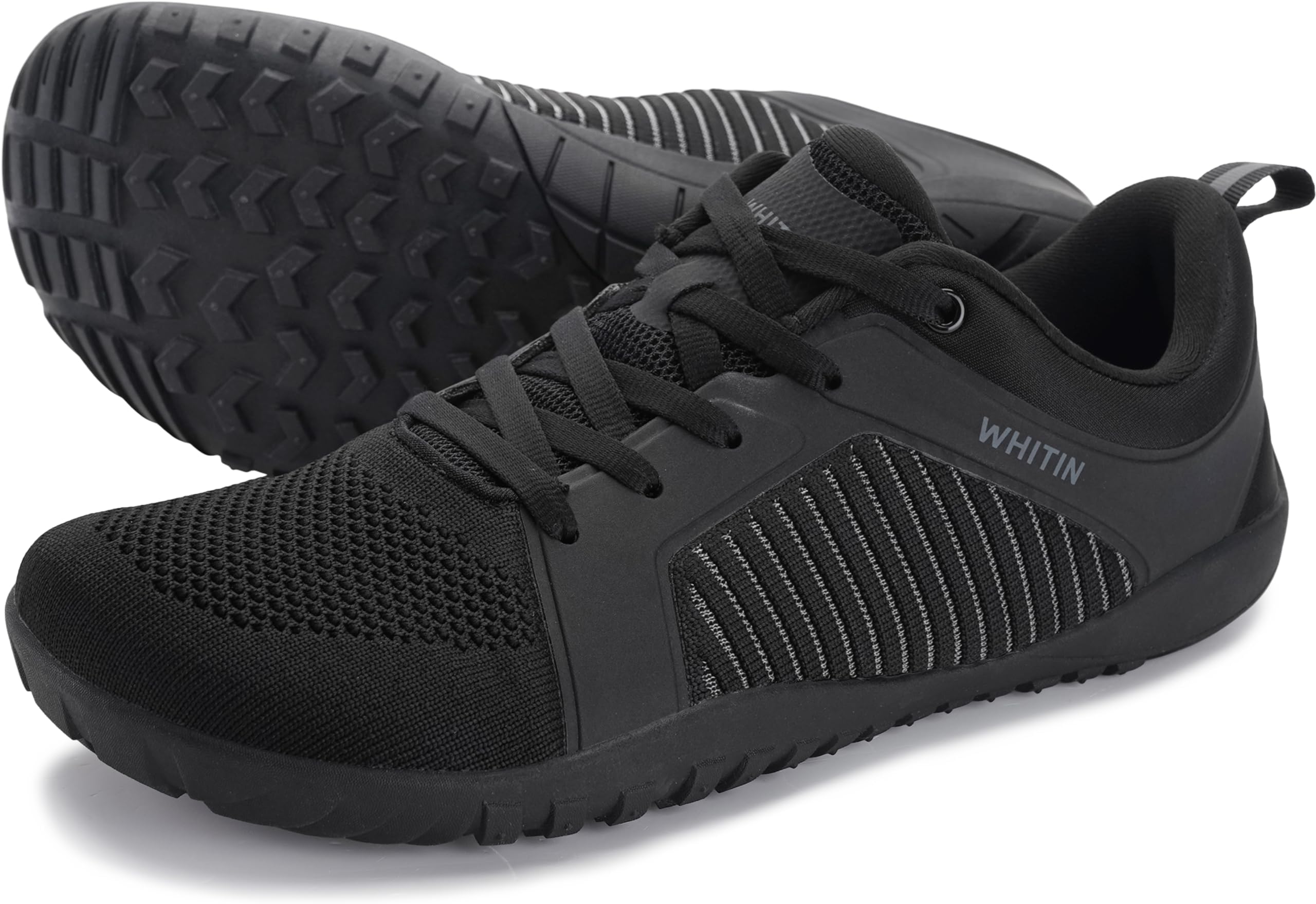 Men's Wide Width Trail Running Shoes Barefoot Minimalist Zero Drop Size 9 Cross Training Gym Minimus Weightlifting Walking Sneaker All Black 42