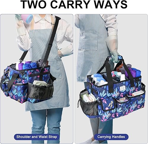 Miniatura 5 de ZIOZERTT Bolsa de limpieza, organizador grande de suministros de limpieza con asa para amas de casa, tótem