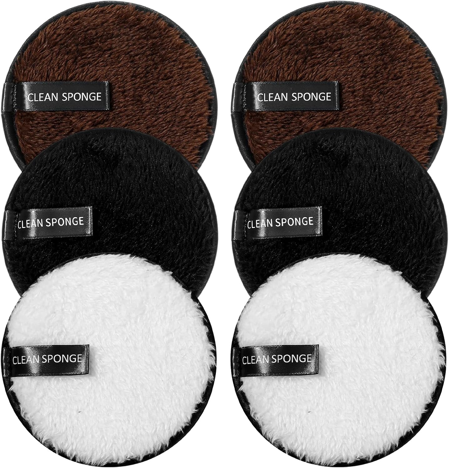 6Pcs Reusable Cotton Pads, Shimmeroo Reusable Cotton Rounds Makeup Remover Pads Double-Sided Facial Cleansing Puffs Round Make up Remover Pad for All Skin Types