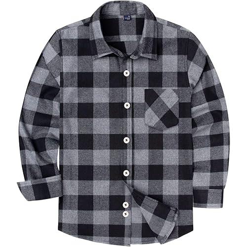 siliteelon Toddler Baby Boys Plaid Flannel Shirt Long Sleeve Button Down Shirts