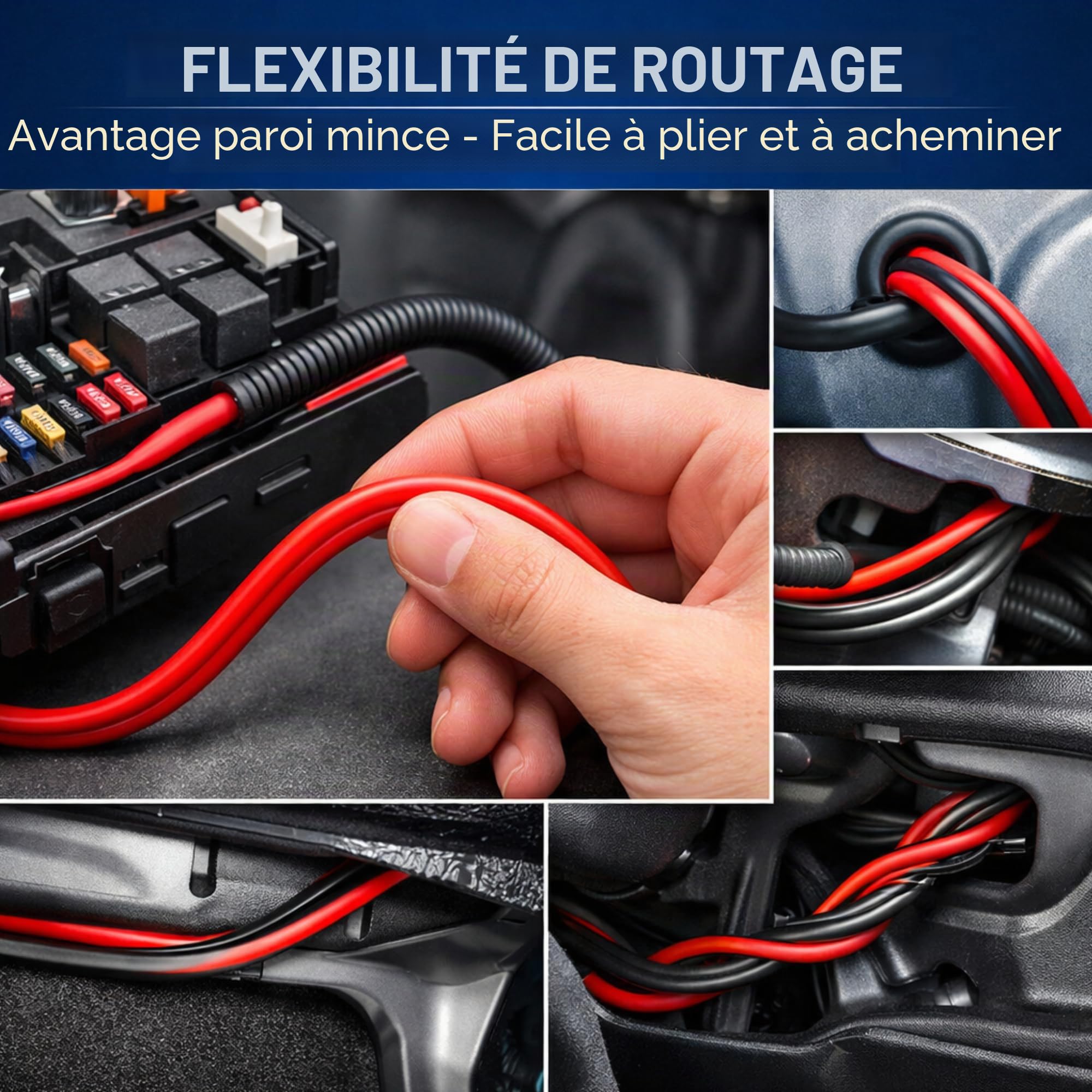 MKGT Câble en PVC à paroi mince pour automobile - 6 mm² - Rouge et noir - Fil de cuivre toronné - 12 V 24 V 50 A - Câblage solaire pour caravane (10 AWG) - 5 m chacun (rouge et noir)