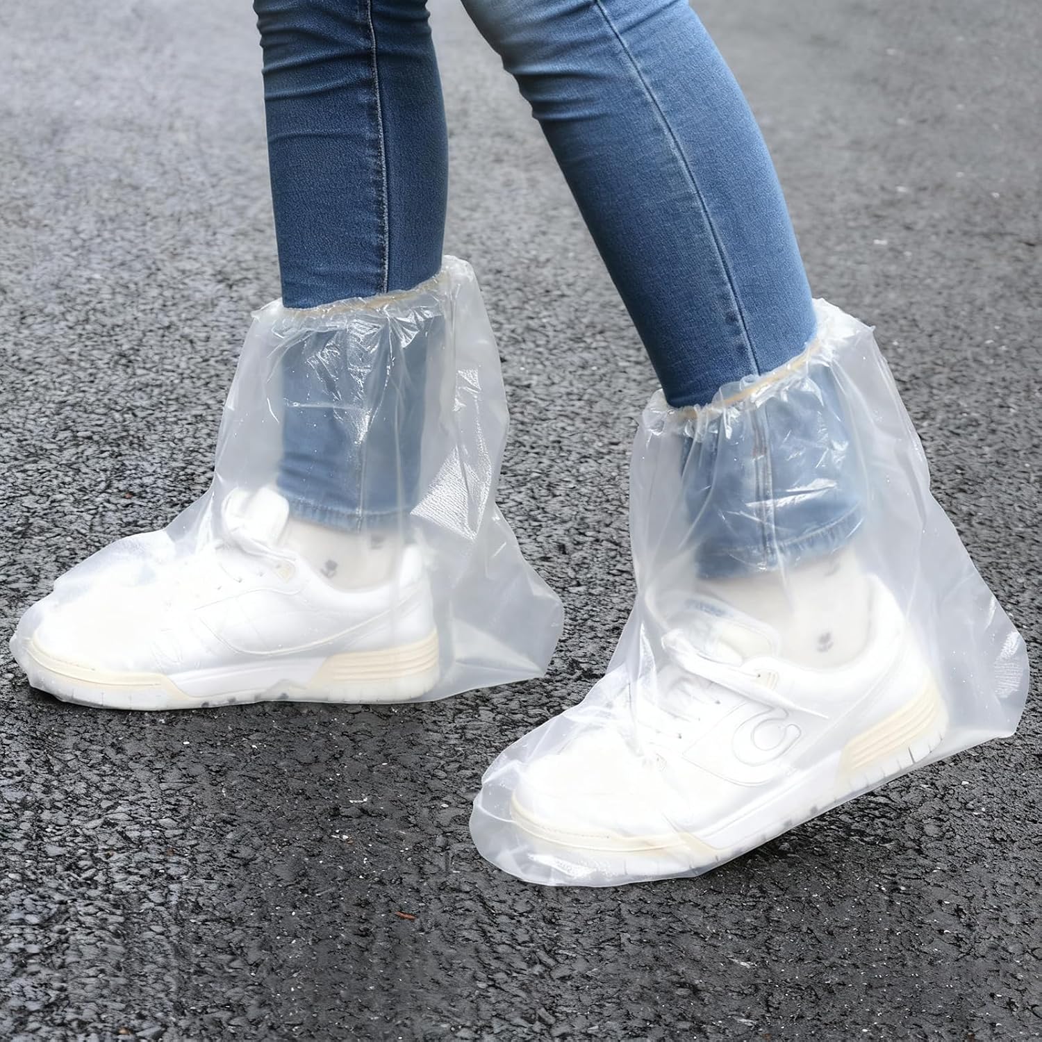 10 Pairs Waterproof Shoe Covers for Rain - Disposable Plastic Rain Shoe Covers - Water Proof Boot Protector for Men Women, Indoor Outdoor Rain Cover for Shoes (Blue, Large)
