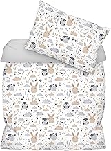 Amilian Bettwäsche Set 1x Bettbezug: 120 x 90 cm und 1x Kopfkissenbezug 40x60 cm mit Hotelverschluss Bettgarnitur 120x90 cm für Sommer und Winter Lichtung Hellgrau