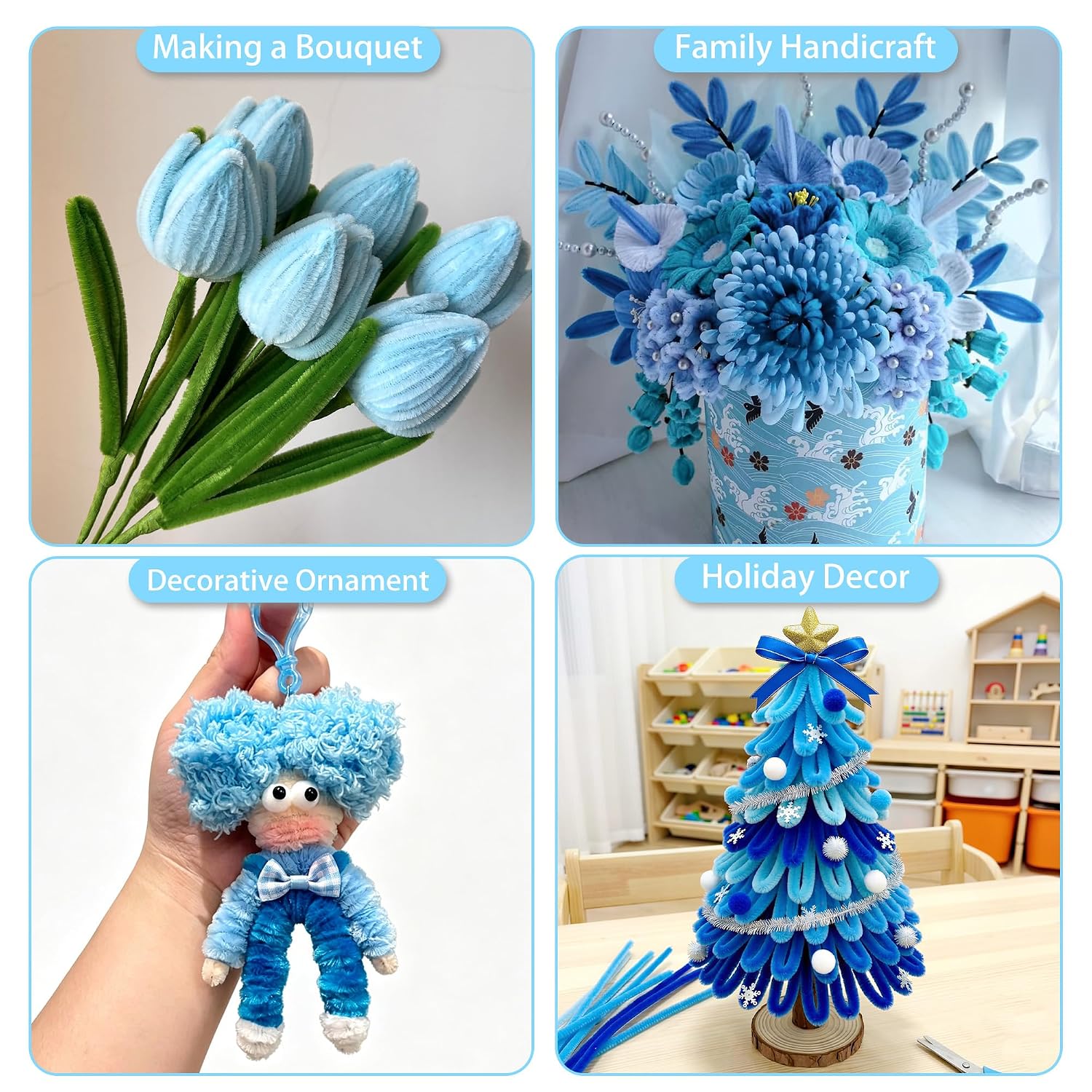 400 Pcs Blue Pipe Cleaners Bulk for DIY Art Creative Craft image 5