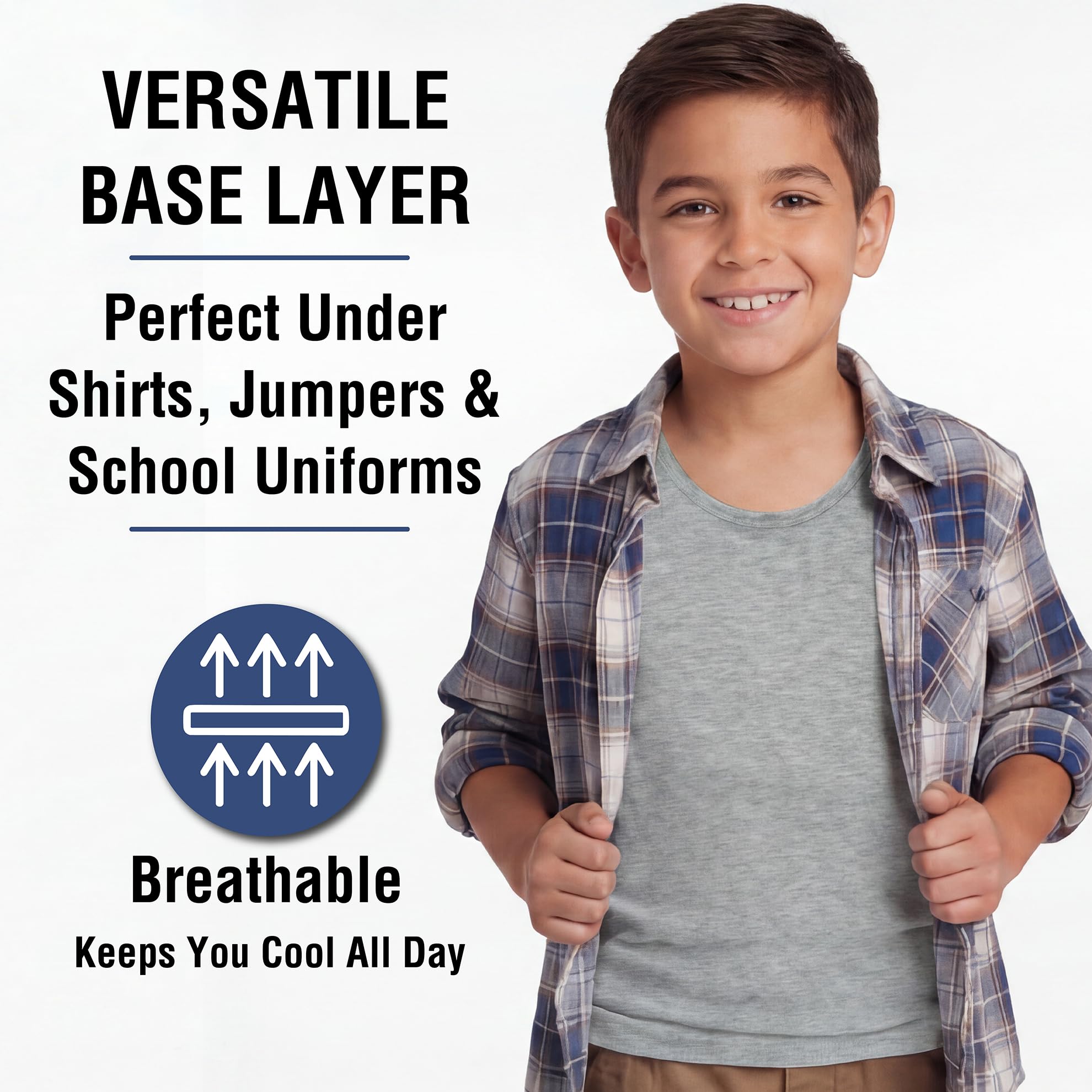 Lot de 5 débardeurs sans manches pour garçon 100 % coton Blanc Taille 2-13 ans