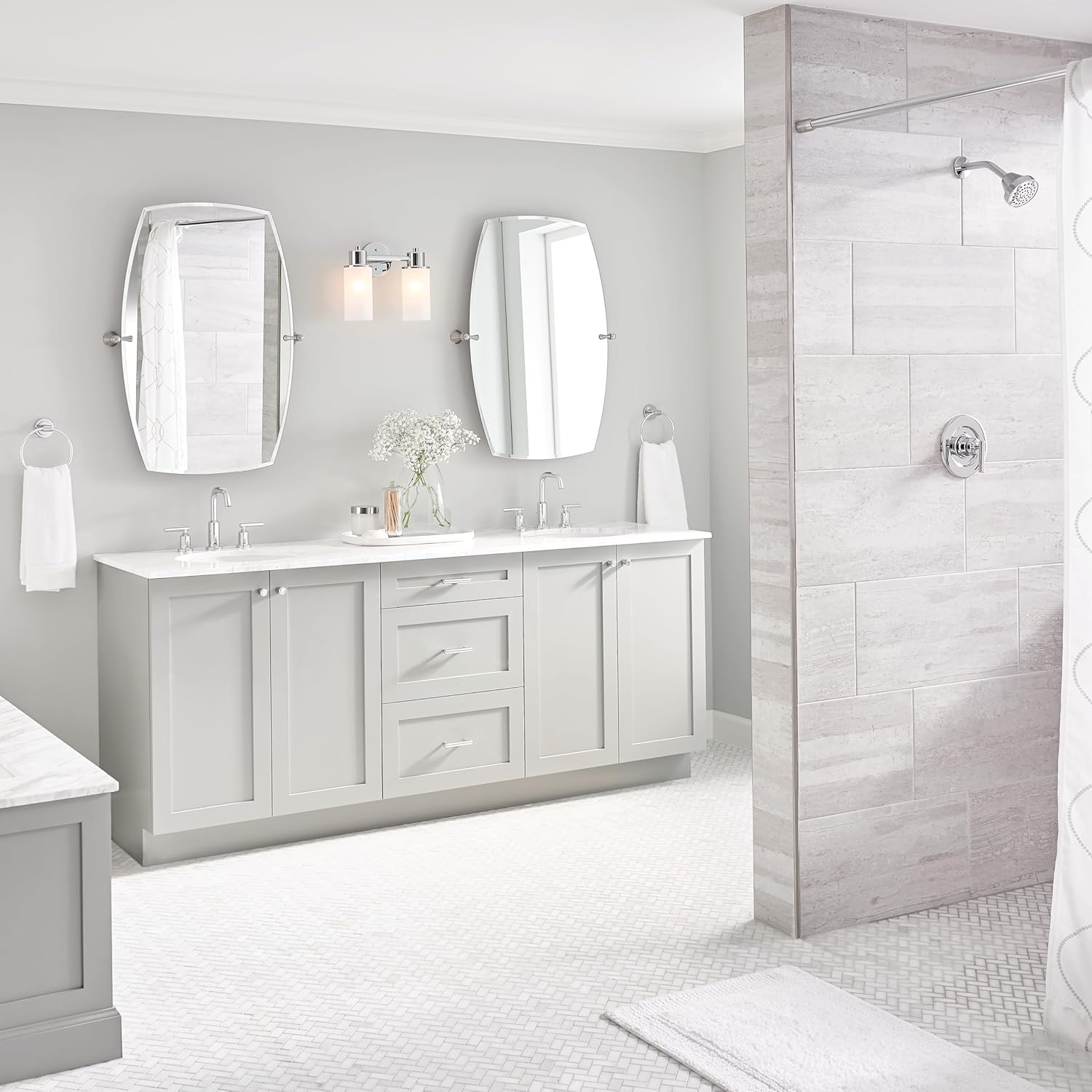 Moen Gibson Chrome Two-Handle High Arc Widespread Bathroom Sink Faucet for 3-Hole Setups with Valve Included, TV6142 - Image 2