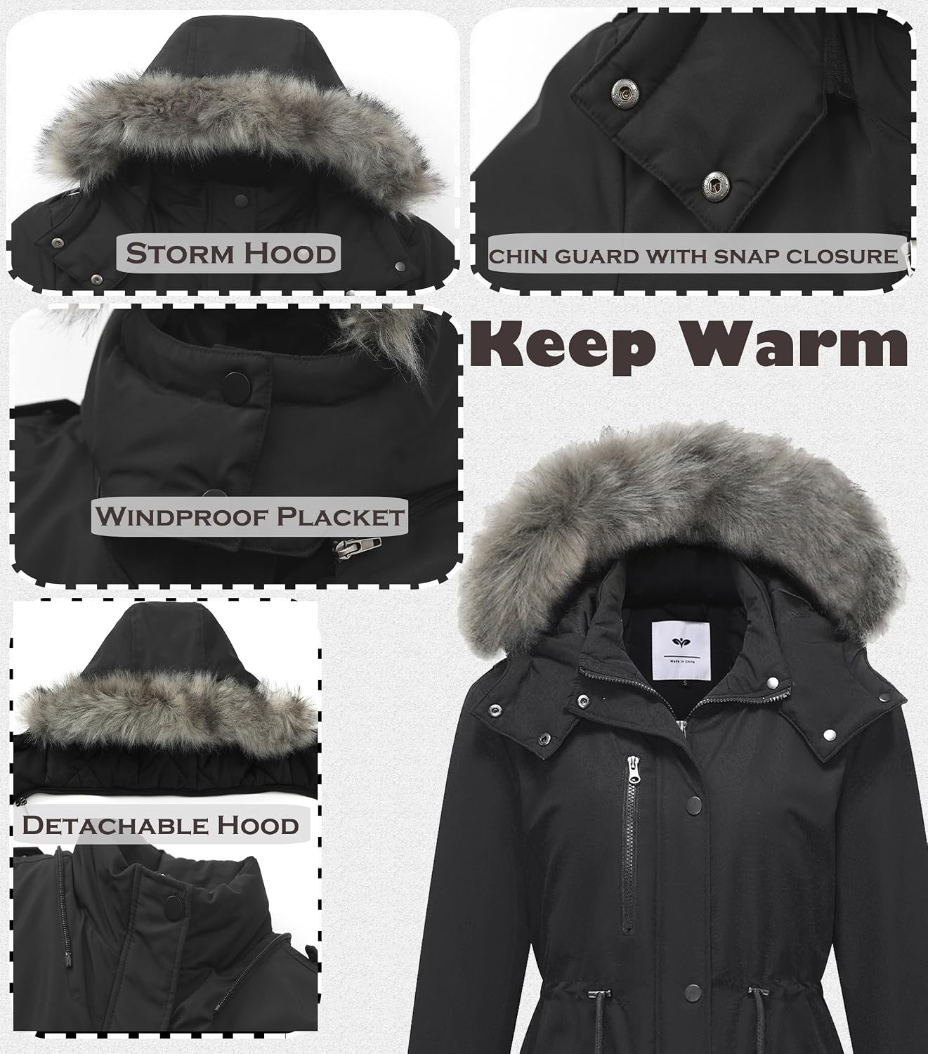 GGleaf Women's Quilted Winter Coat Warm Puffer Jacket Thicken Parka with Removable Hood (Available in Plus Size)