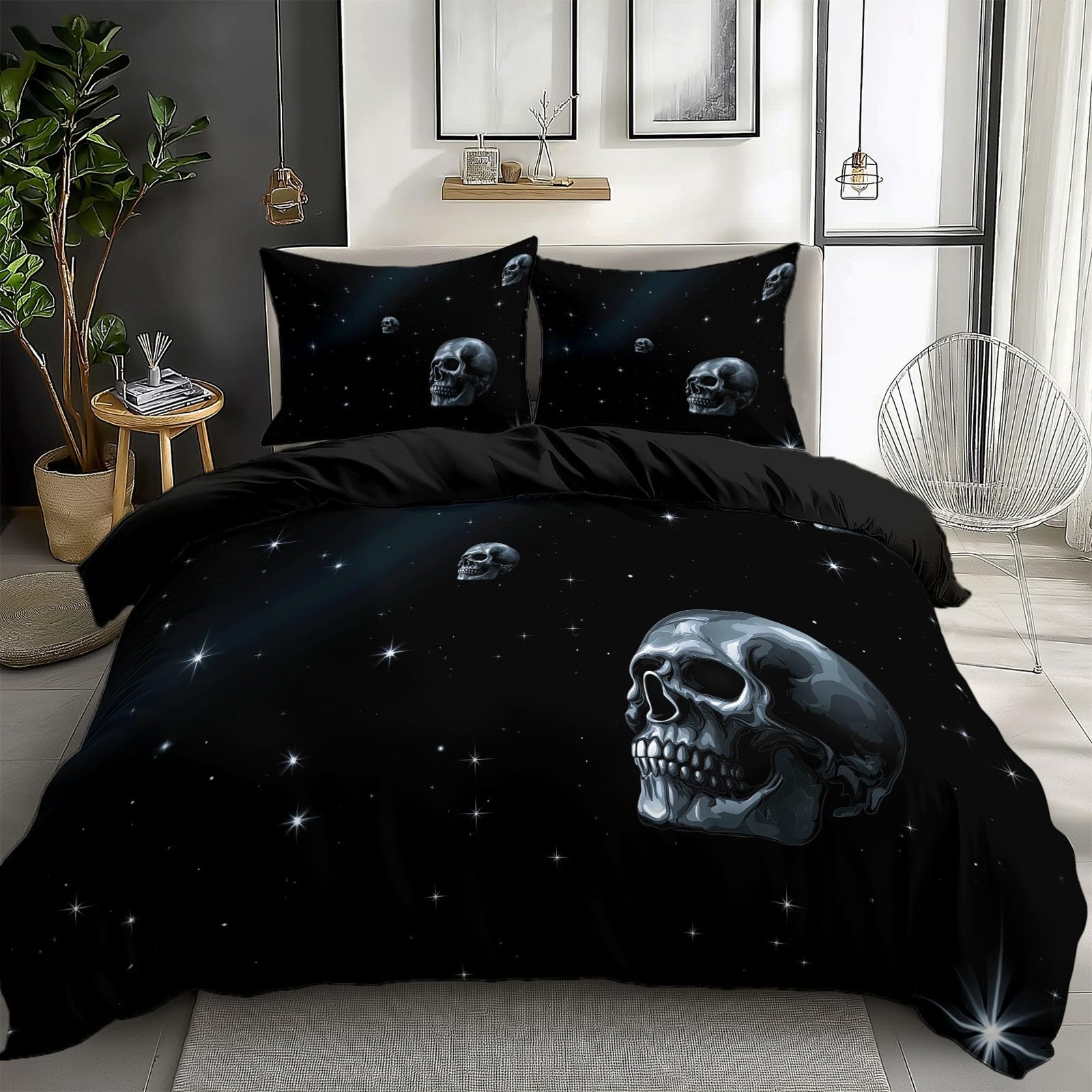Ensemble de literie pour adolescents 200x200 cm avec housse de couette crâne