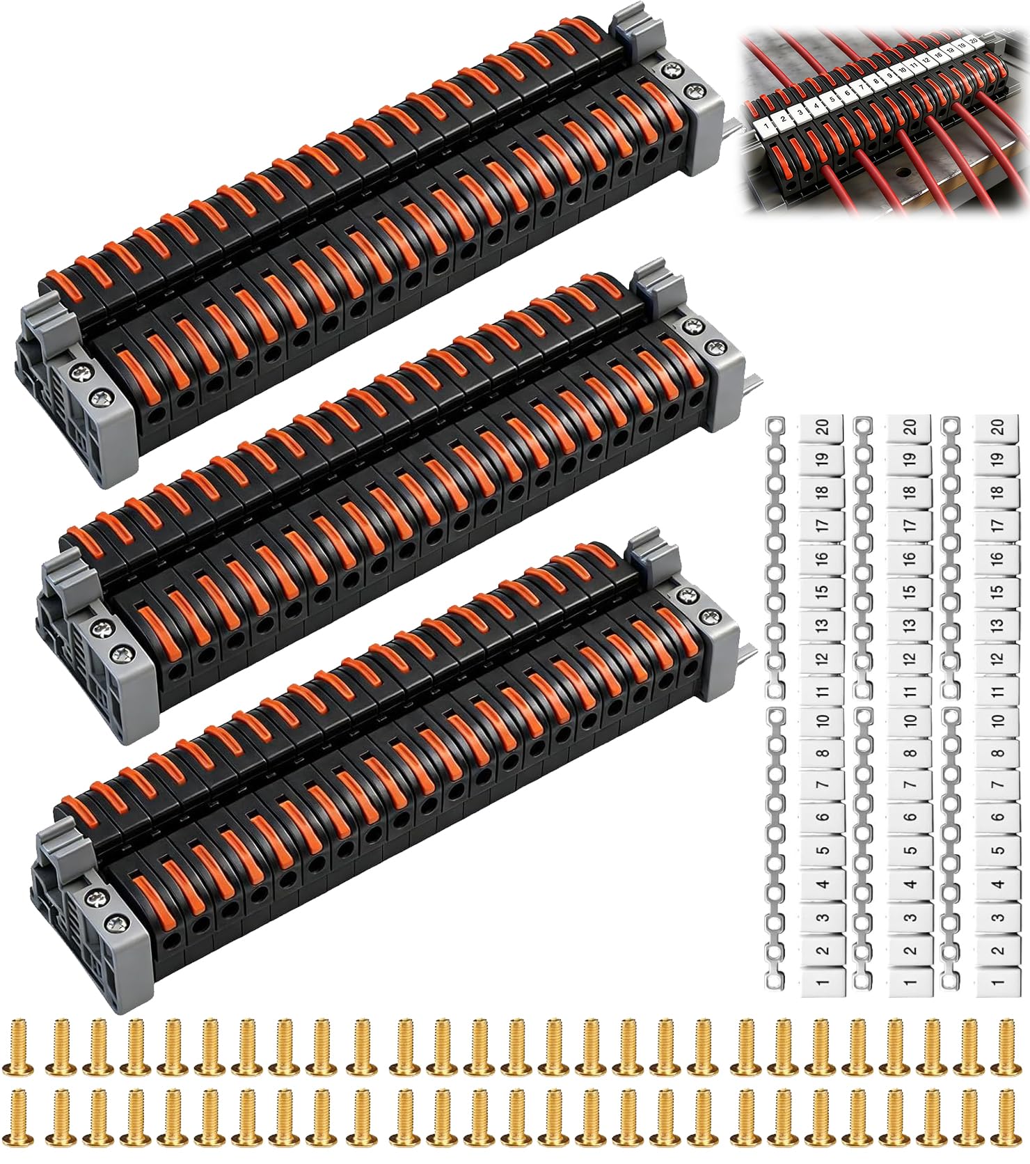 ZUGJOZD 60 pezzi PCT-211 Morsetti elettrici di fila di collegamento, morsetto passante guida DIN 0,08 – 4 mm², mammut elettrico set di morsettiera distribuzione per cablaggio rapido