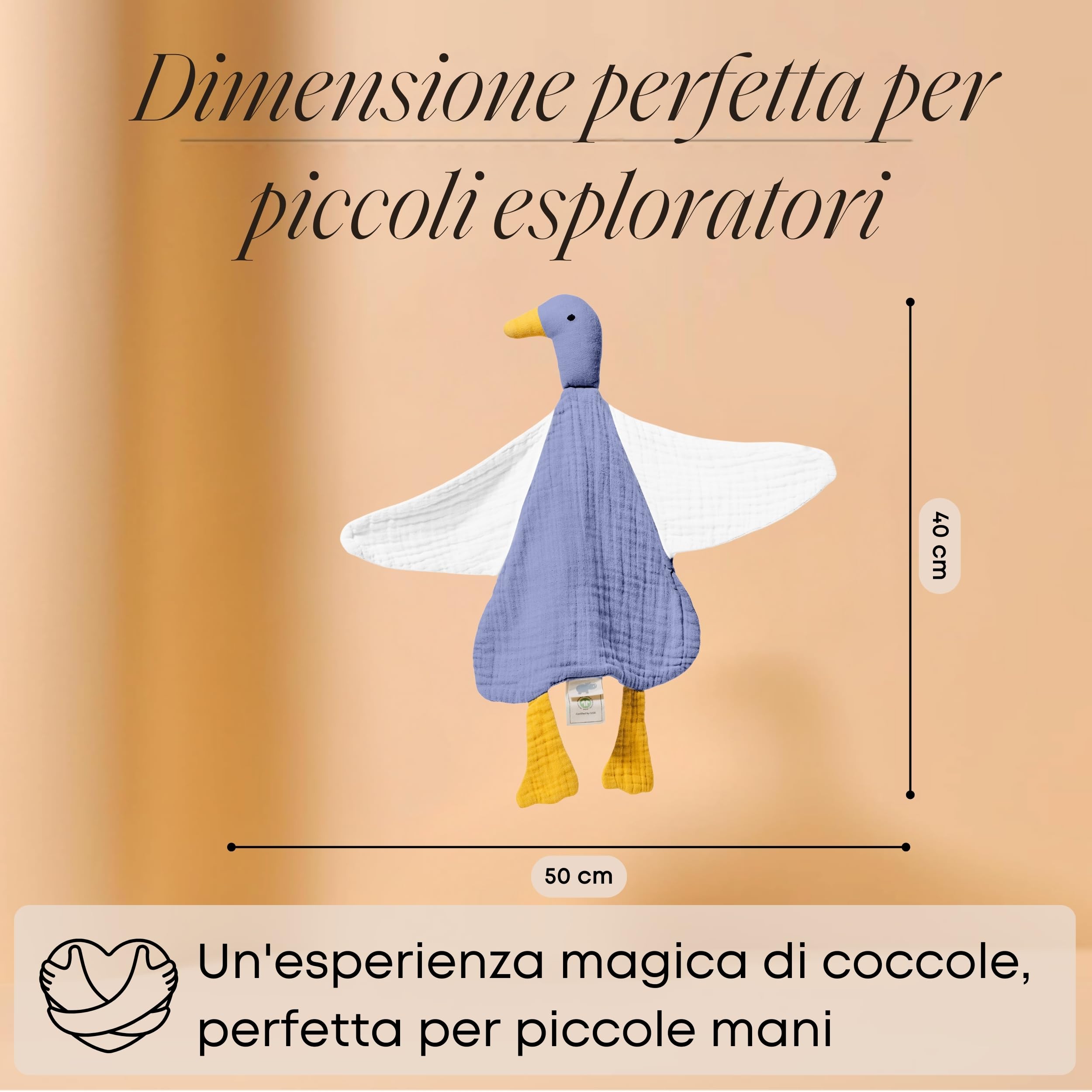 Oeko-TEX - Peluche anatra 4 strati, extra morbido, per neonati, ragazzi e ragazze, lavabile